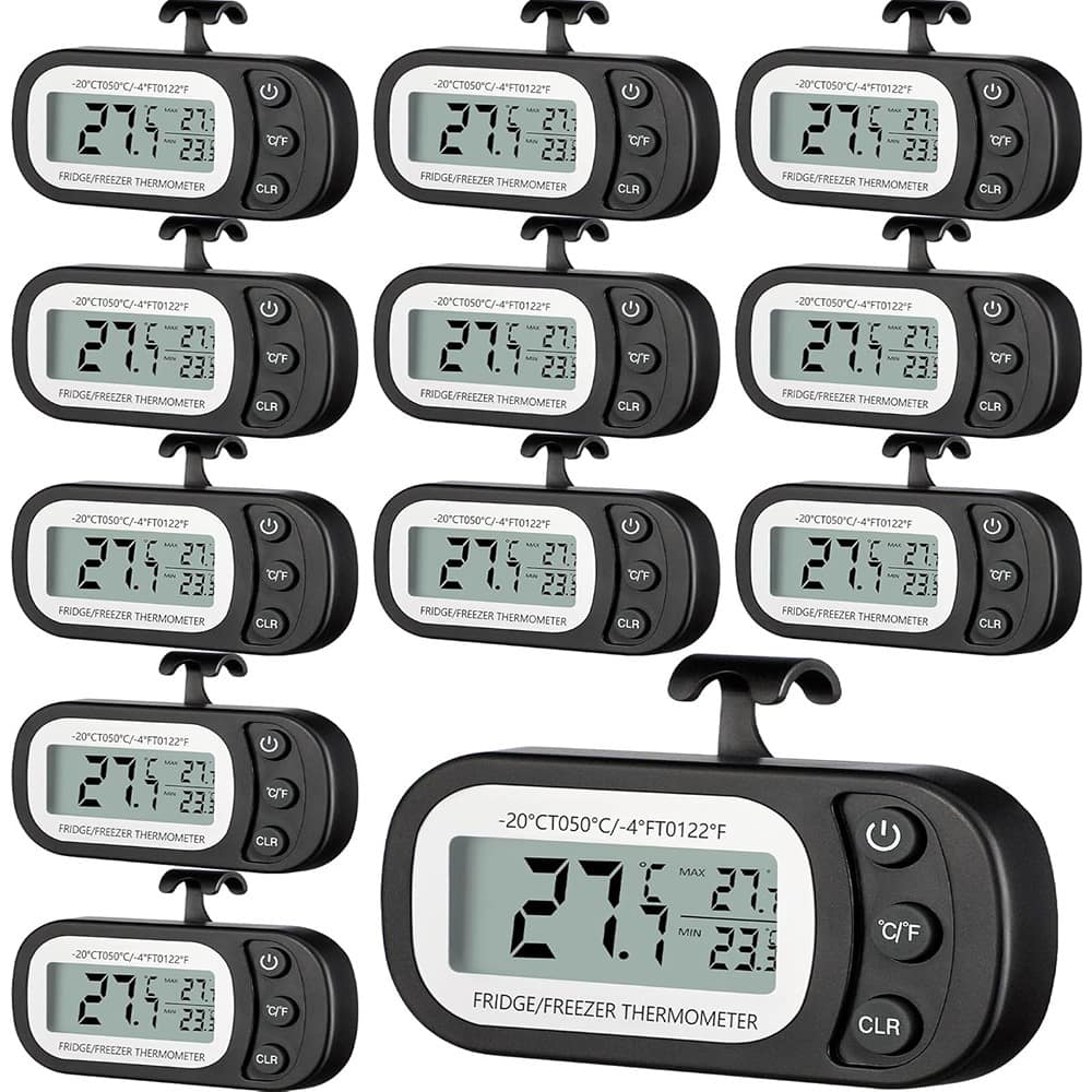 RTMB - 12 Piece Black Digital Fridge Thermometer with Hook and Magnetic Back - color: Black number 12