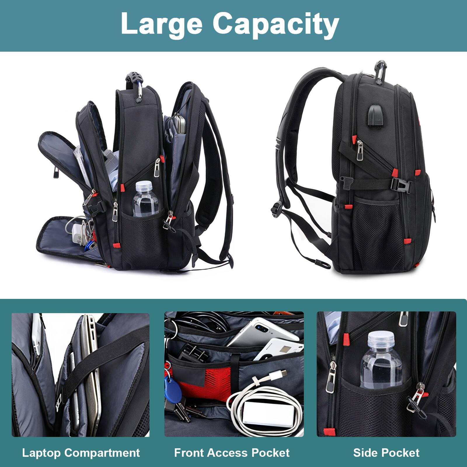 Large Capacity

- Laptop Compartment
- Front Access Pocket
- Side Pocket