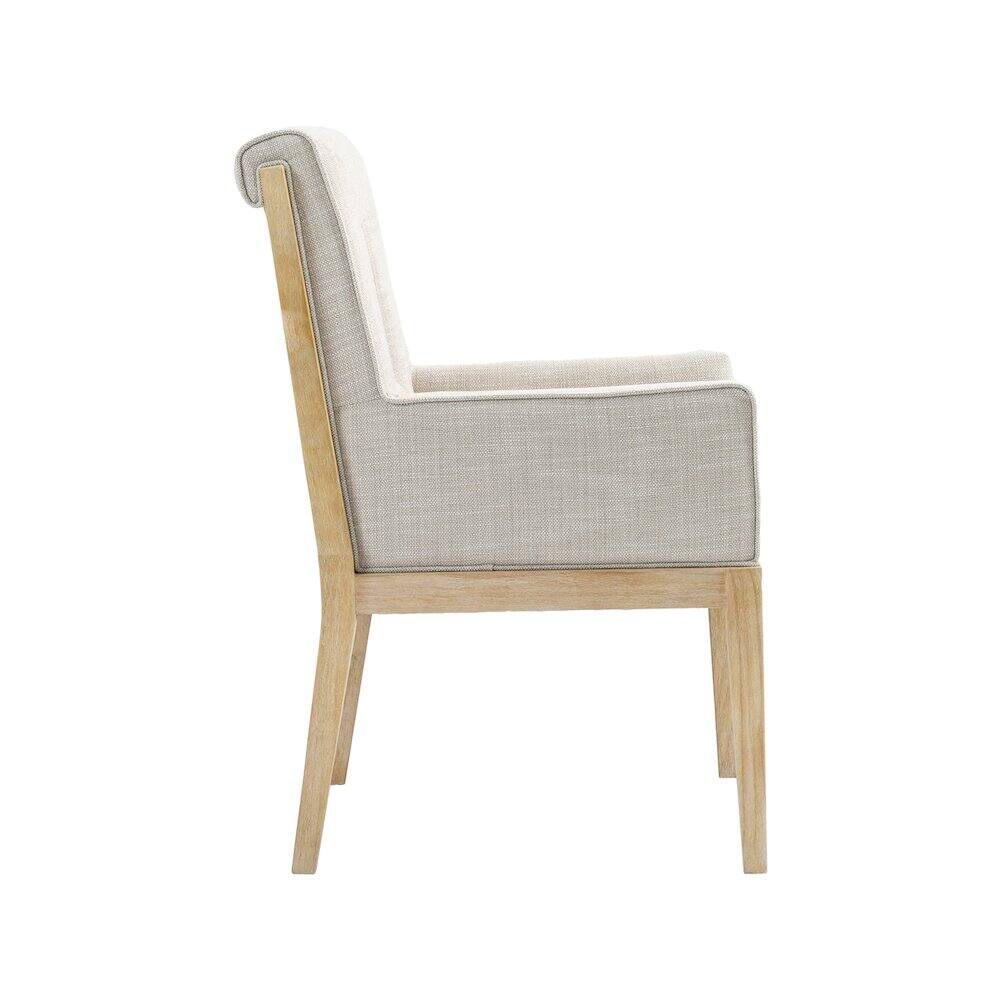 Alt View 3. Meridian Furniture - Gwendolyn Cream Linen Textured Fabric Dining Arm Chair - Beige.