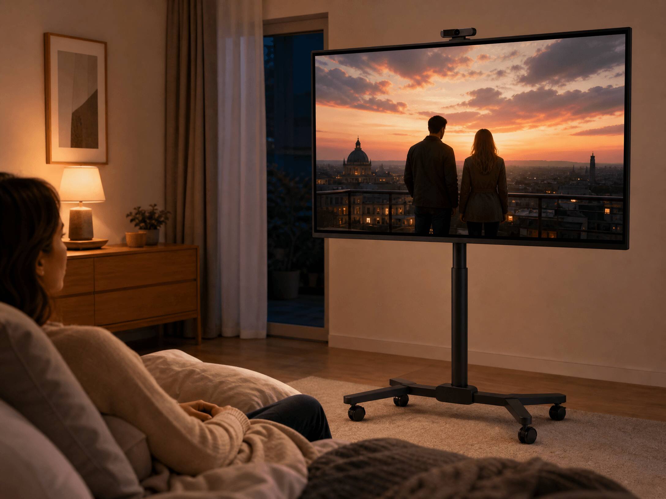 Alt View 1. MESWAO - 32-Inch Portable Smart TV on Wheels, 1080P FHD Touchscreen, Android 13, 8GB RAM 128GB Storage, Built-in Battery - White.