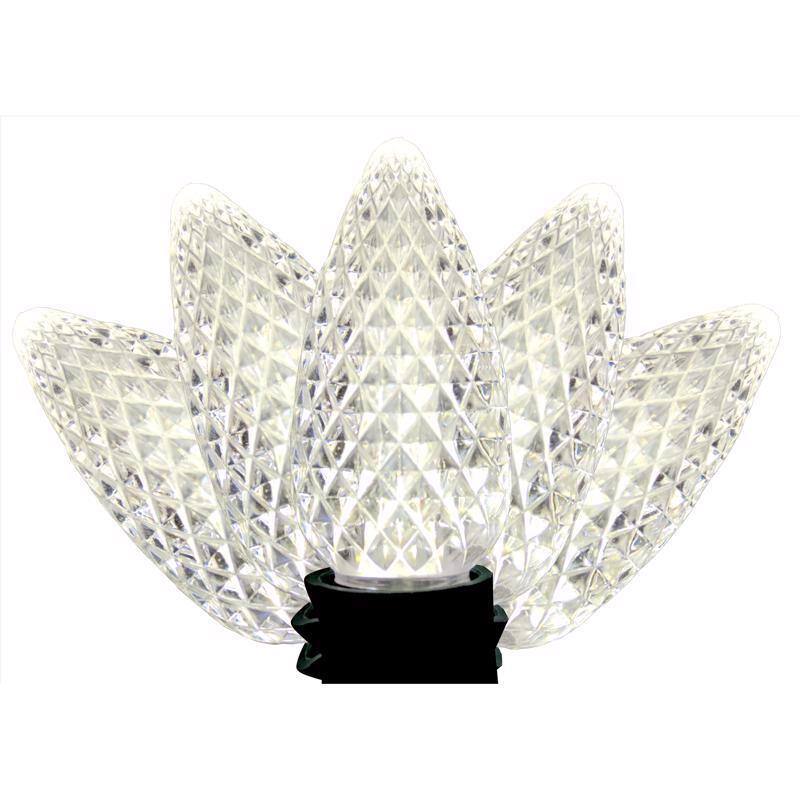 Front. Celebrations - Platinum LED C9 Pure White 25 ct String Christmas Lights 25 ft. - White.