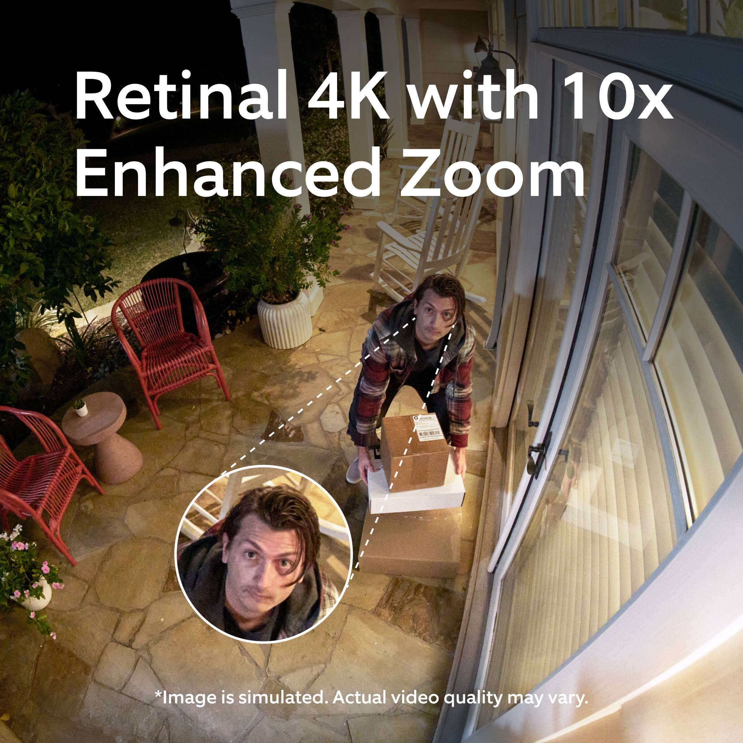 Retinal 4K with 10x Enhanced Zoom

*Image is simulated. Actual video quality may vary.