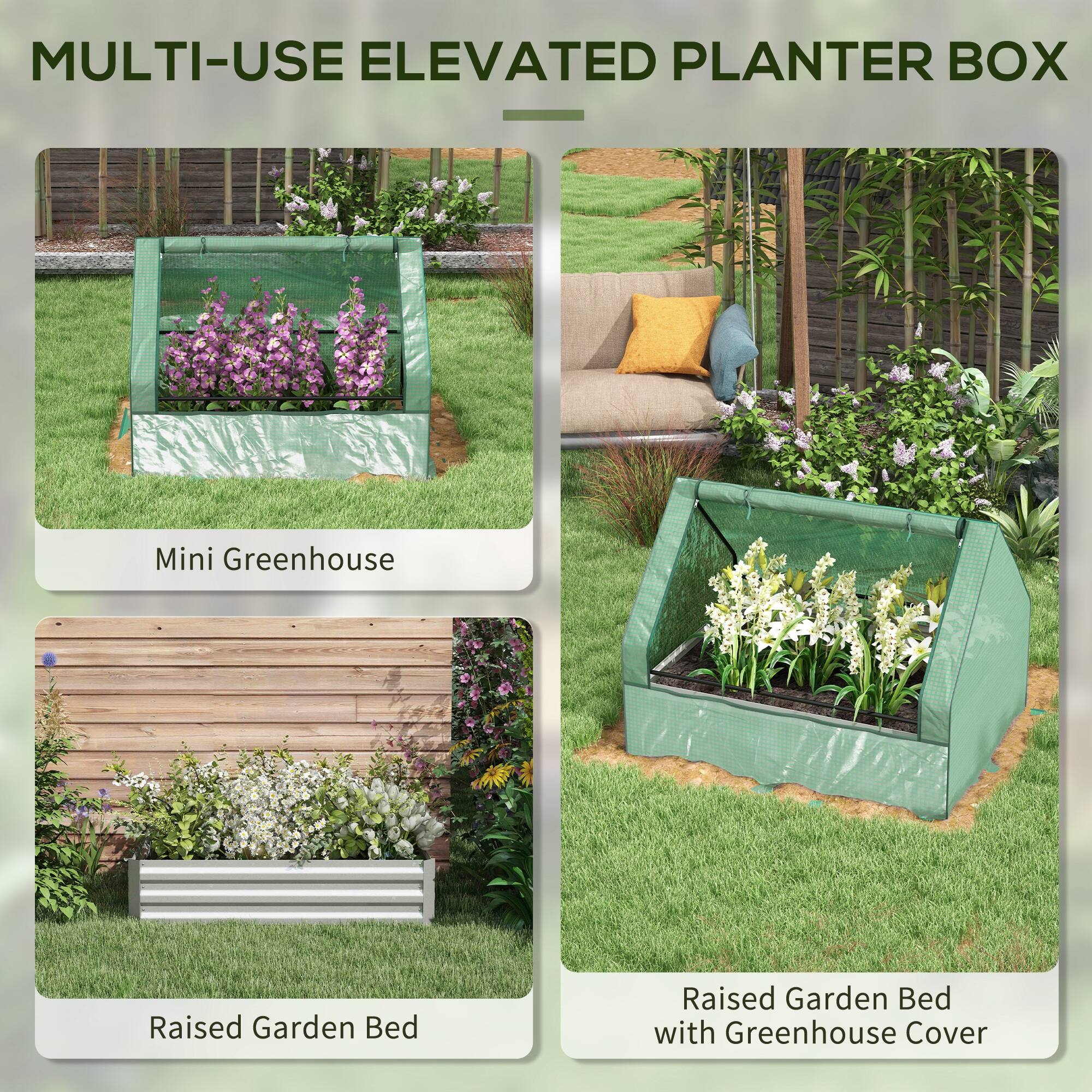 MULTI-USE ELEVATED PLANTER BOX
Mini Greenhouse
Raised Garden Bed
Raised Garden Bed with Greenhouse Cover