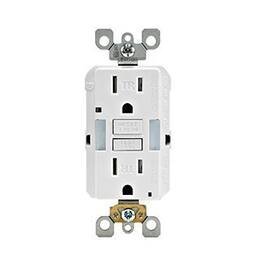 Leviton - 15A 125V Duplex GFCI Outlet Tamper-Resistant Self-Test Slim Guide Light 5-15R - White