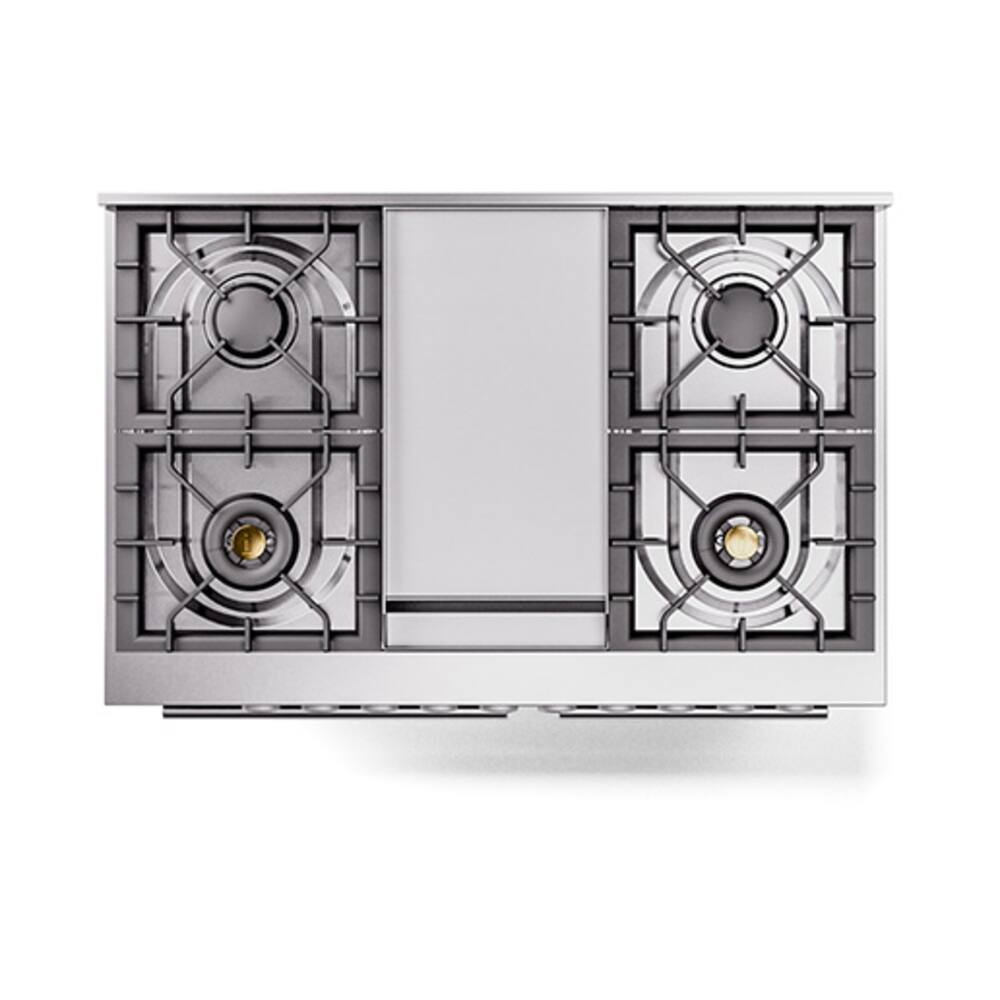 Alt View 5. ILVE - ILVE Professional Plus II Series 40 in. Dual Fuel Range with 6 Sealed Burners + Griddle (Liquid Propane, Satin Trim) - Blue Grey.