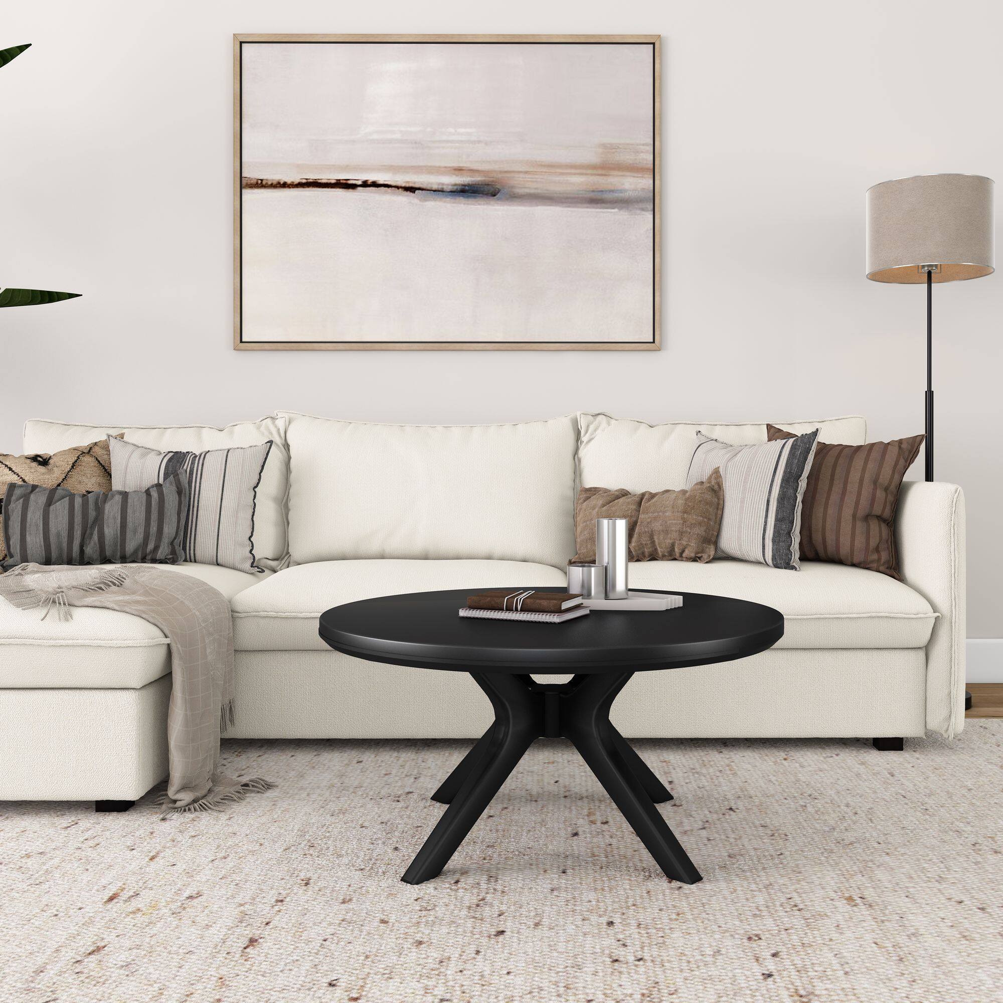 Alt View 1. Plank+Beam - Verso Round Coffee Table (36in x 36in / 910mm x 910mm), Black - Black.