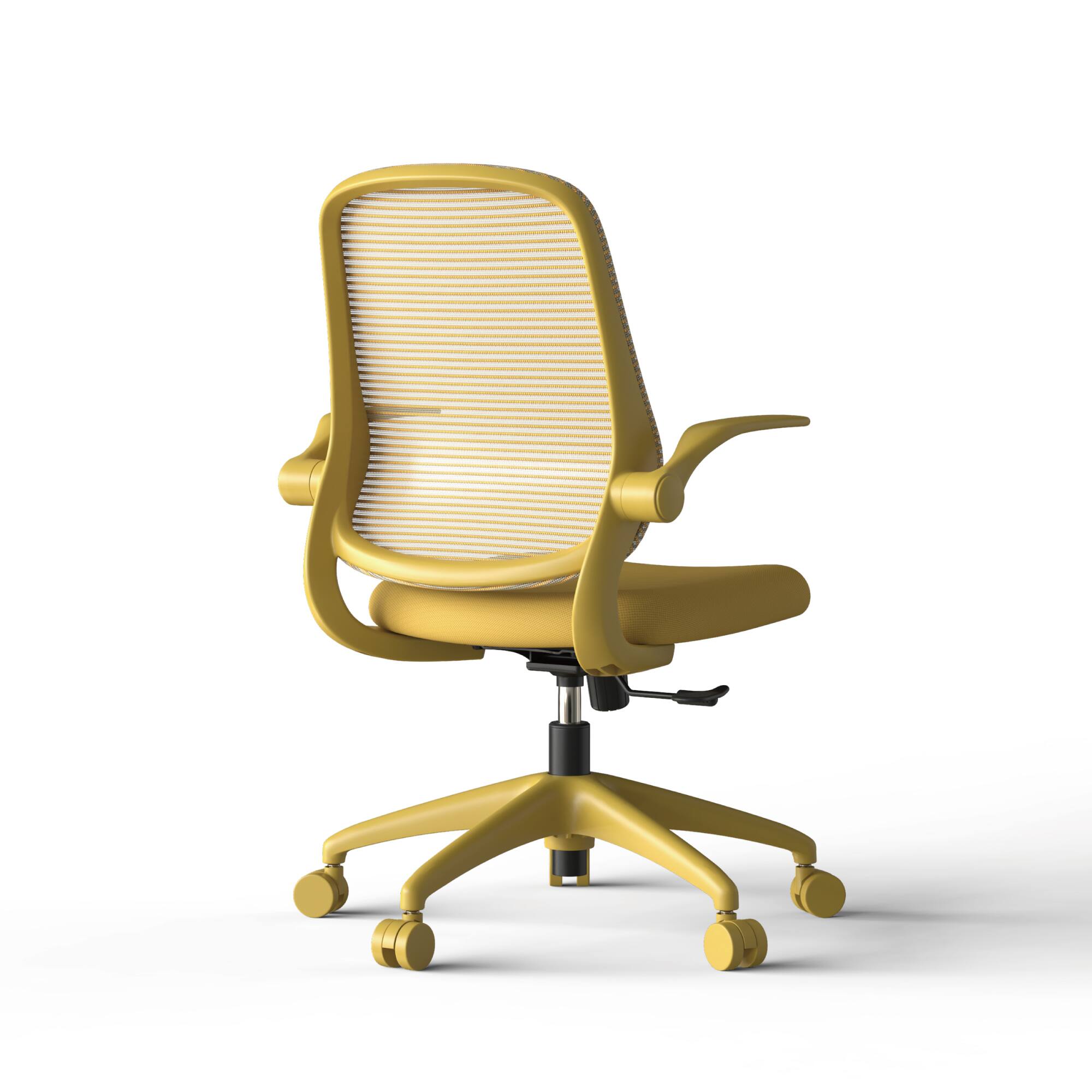 Alt View 4. Forest'nSky - Modern Ergonomic Office Chair – BIFMA Certified, 3D Flipping Arms, Fabric High-Back Executive Desk Chair,Yellow - Yellow.