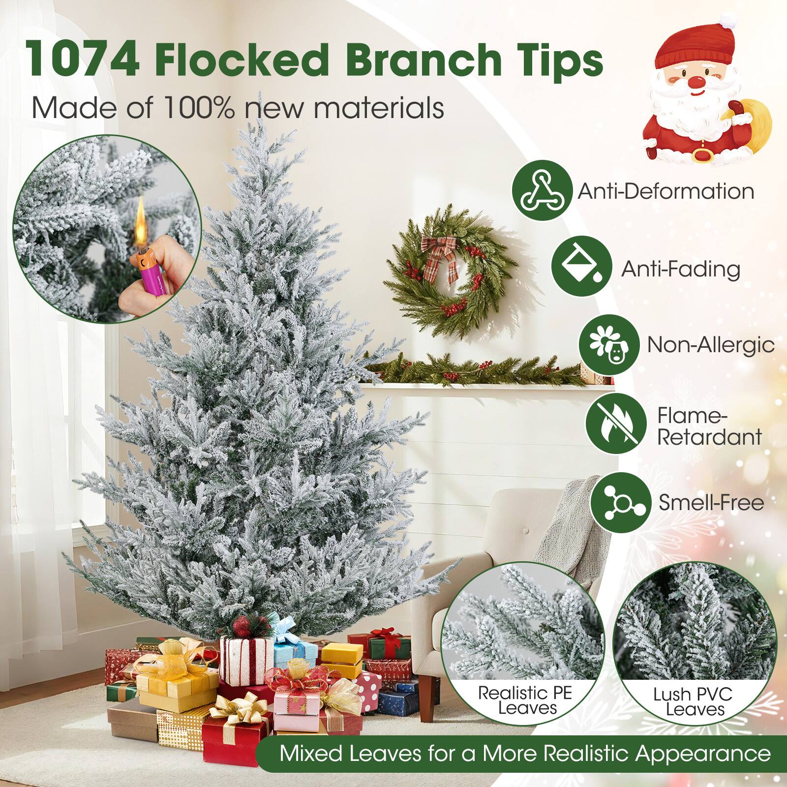 1074 Flocked Branch Tips Made of 100% new materials

Anti-Deformation
Anti-Fading
Non-Allergic
Flame-Retardant
Smell-Free
Realistic PE Leaves
Lush PVC Leaves
Mixed Leaves for a More Realistic Appearance