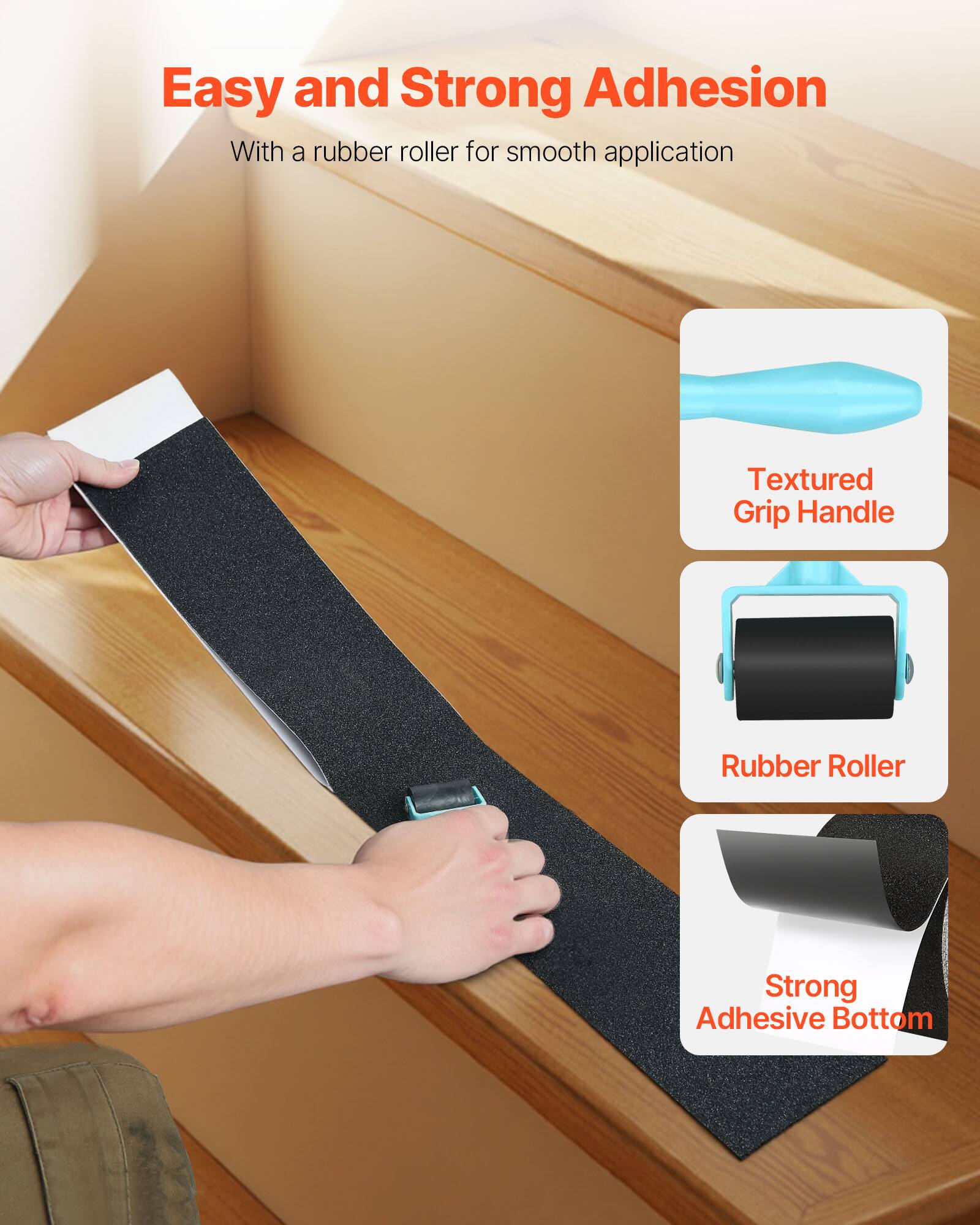 Easy and Strong Adhesion  
With a rubber roller for smooth application  

- Textured Grip Handle  
- Rubber Roller  
- Strong Adhesive Bottom