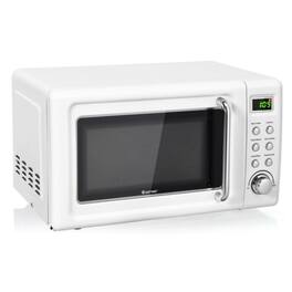 Forest'nSky - 700W Retro Style Microwave Oven Countertop, Auto Cooking & 5 Power Settings, Compact for Small Spaces - White
