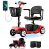 Front. Hover Heart - Foldable Electric Scooter for Seniors, with LED Headlights, Storage Basket & Rechargeable Battery,10 Mile Long Range - Red.