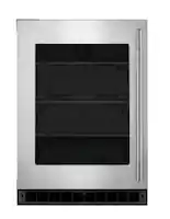 KitchenAid - 5.2 Cu. Ft. Undercounter Refrigerator with Glass Door - Black Cabinet/Stainless Steel Doors - Front_Zoom