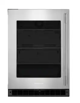 KitchenAid - 5.2 Cu. Ft. Undercounter Refrigerator with Glass Door - Black Cabinet/Stainless Steel Doors