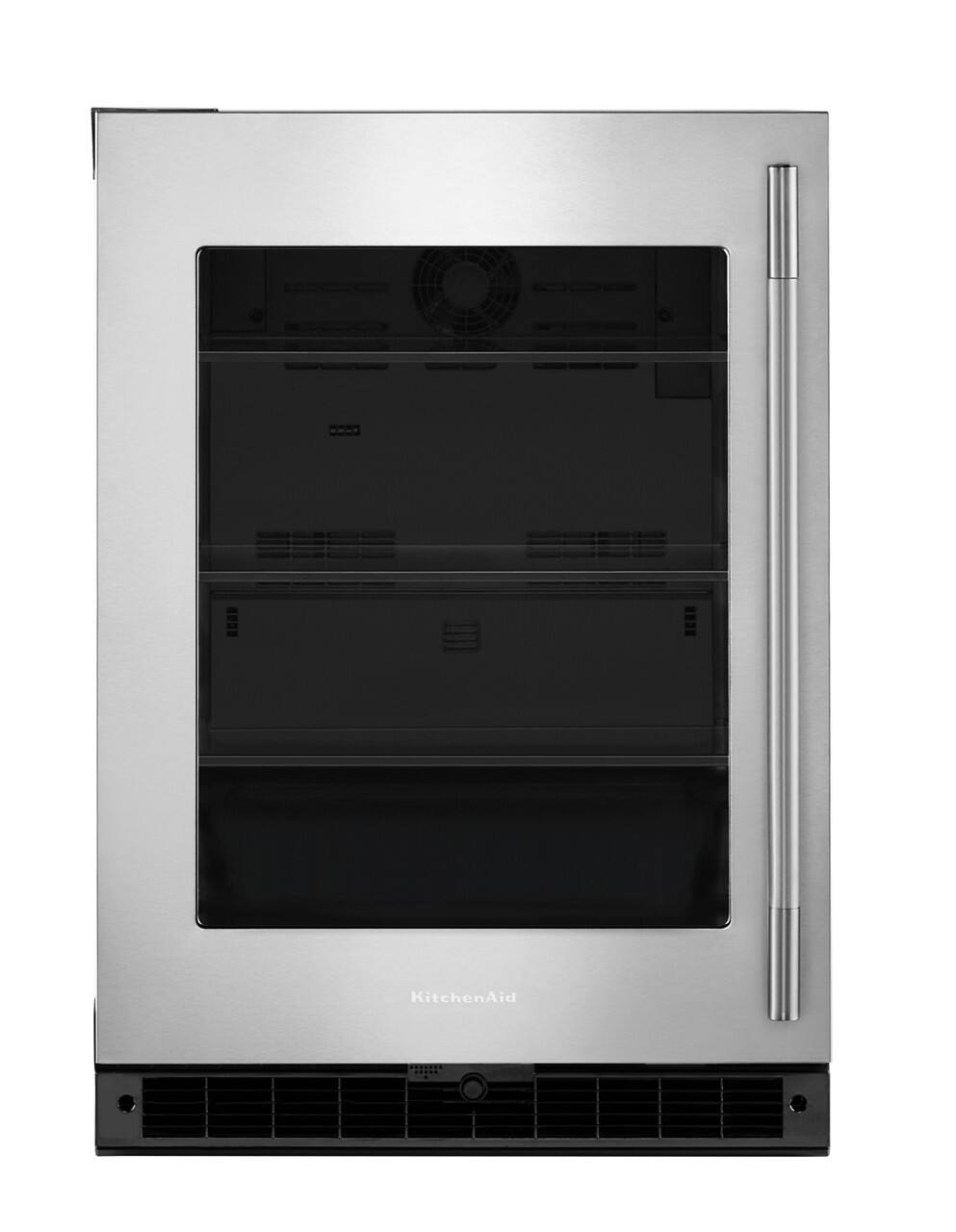 KitchenAid - 5.2 Cu. Ft. Undercounter Refrigerator with Glass Door - Black Cabinet/Stainless Steel Doors