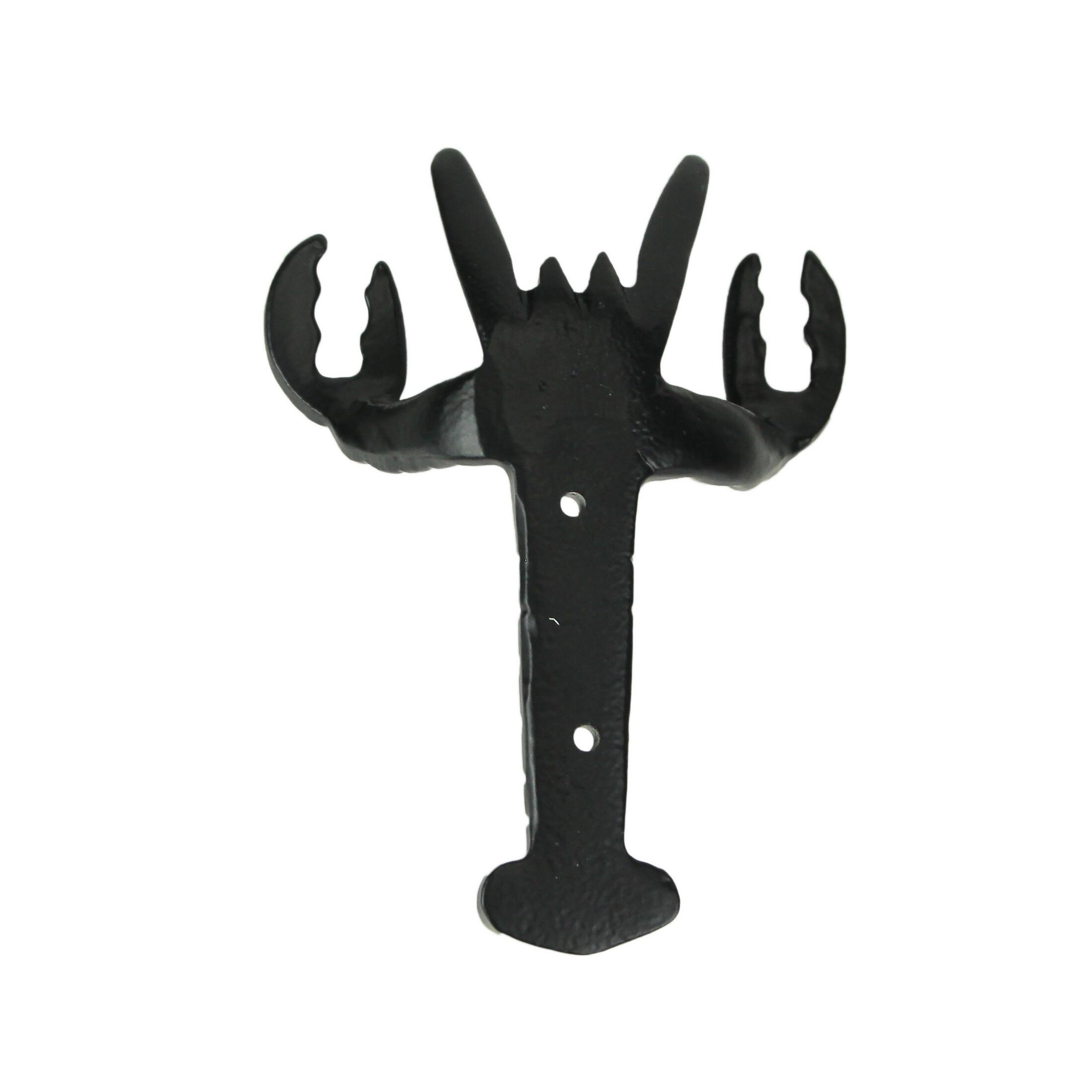 Alt View 2. Moby Dick Specialties - Set of 3 Black Enamel Cast Iron Lobster Shaped Decorative Wall Hooks - Black.