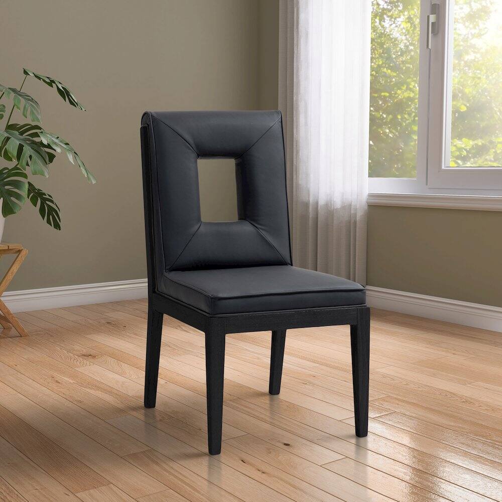 Alt View 1. Meridian Furniture - Gwendolyn Black Vegan Leather Dining Side Chair, Set of 2 - Black.
