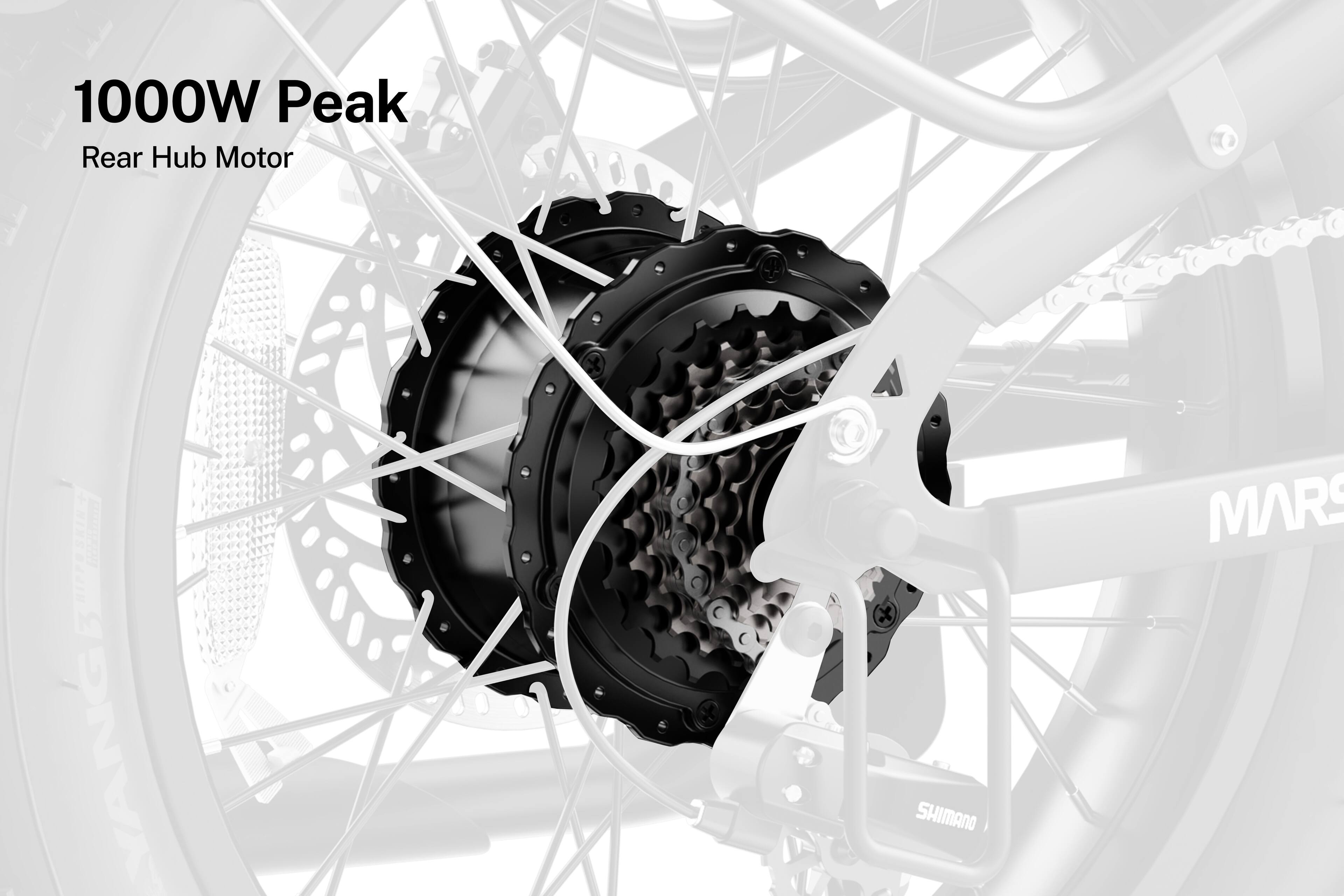 1000W Peak Rear Hub Motor  
YANG SHIMANO MARS