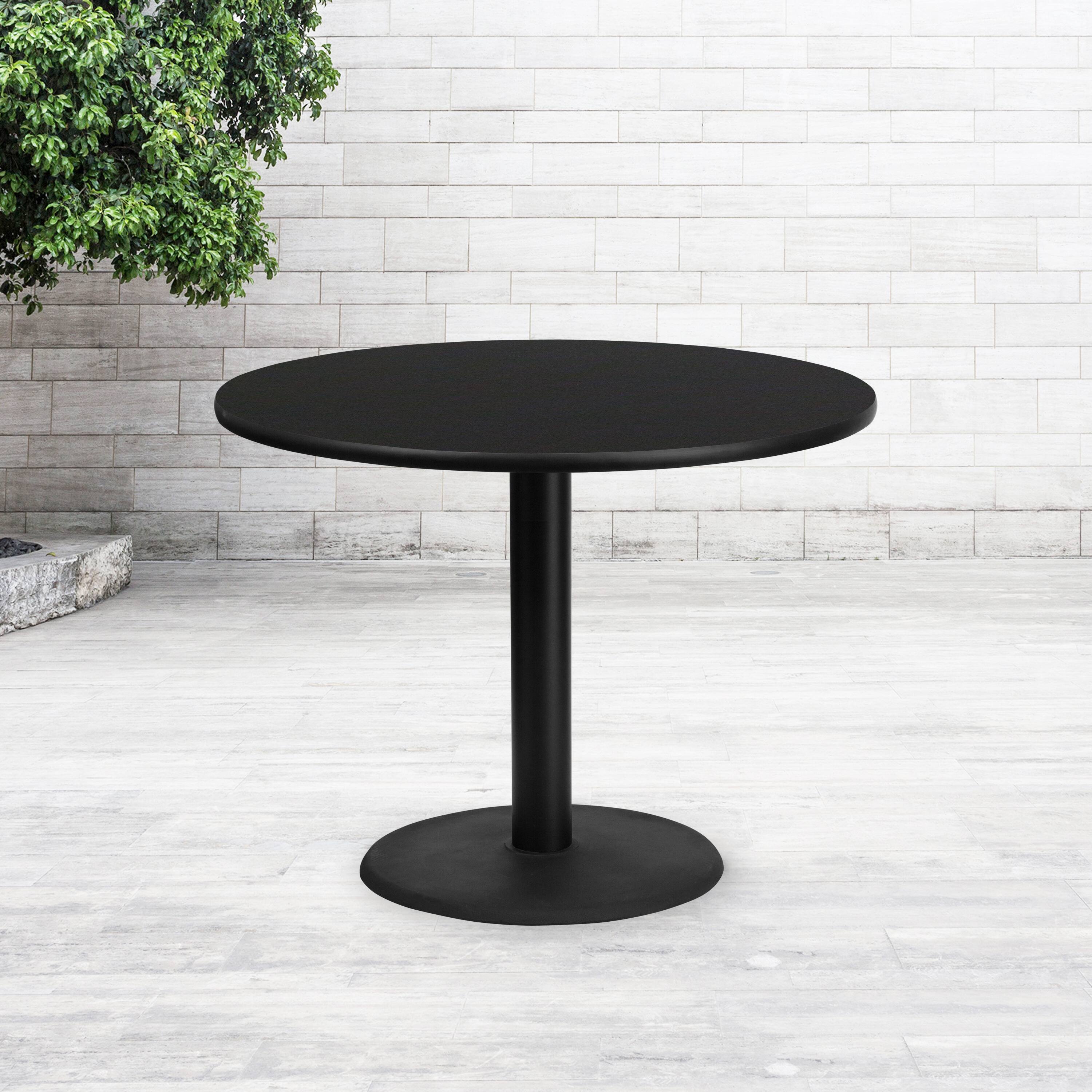 Angle. Flash Furniture - Stiles 42'' Round Black Laminate Table Top with 24'' Round Table Height Base - Black.