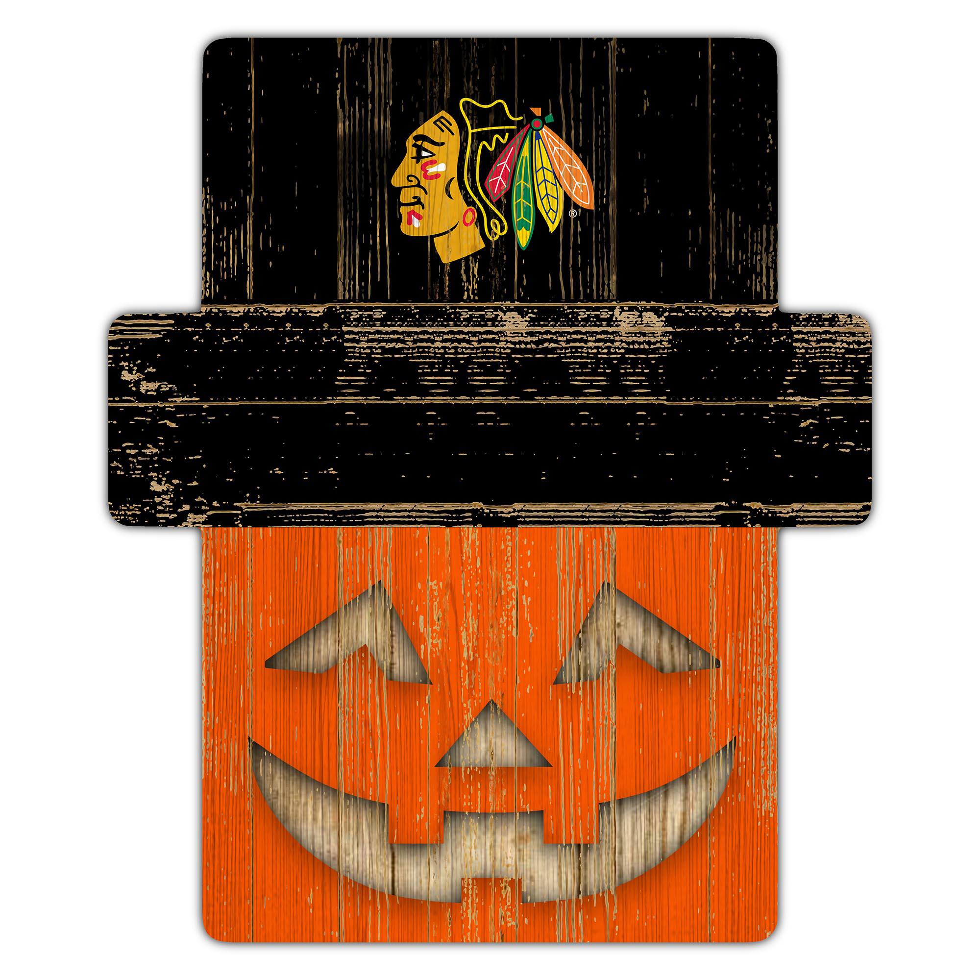 Front. Fan Creations - Chicago Blackhawks 12" x 12" Jack-O-Lantern Display - Orange.