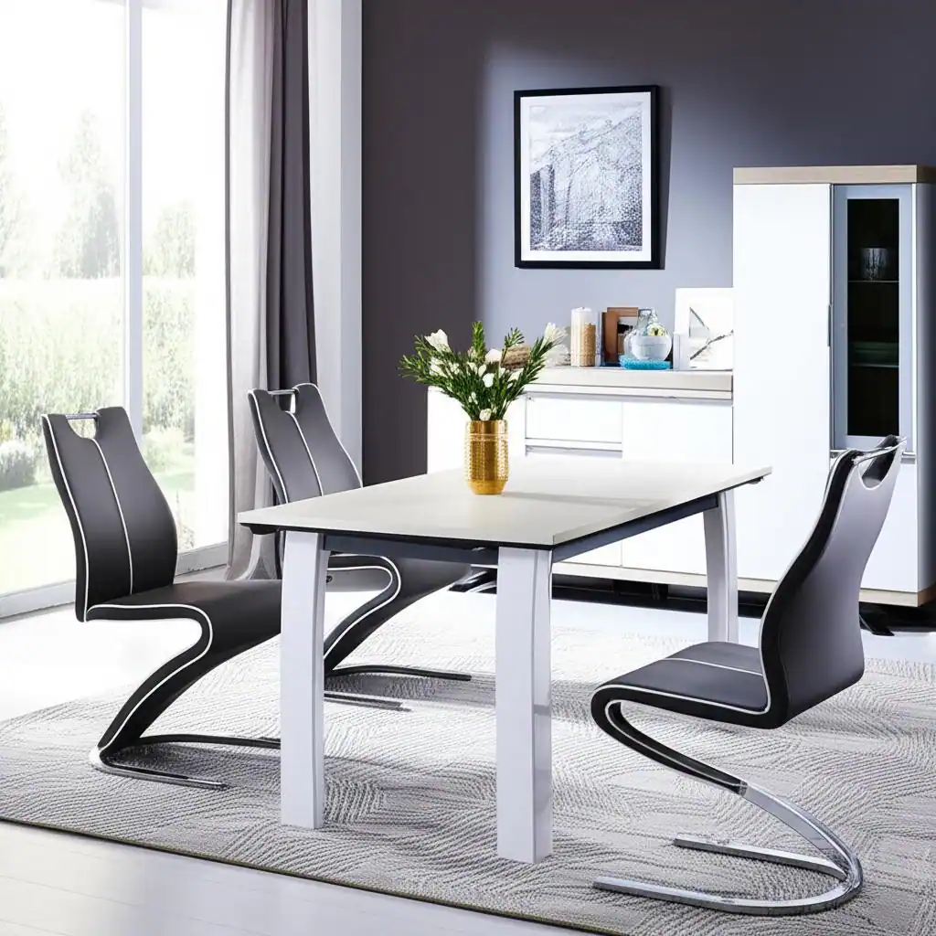 Angle. Hivvago - Hivvago Set of Two Gray Upholstered Dining Side Chairs - Gray, White.