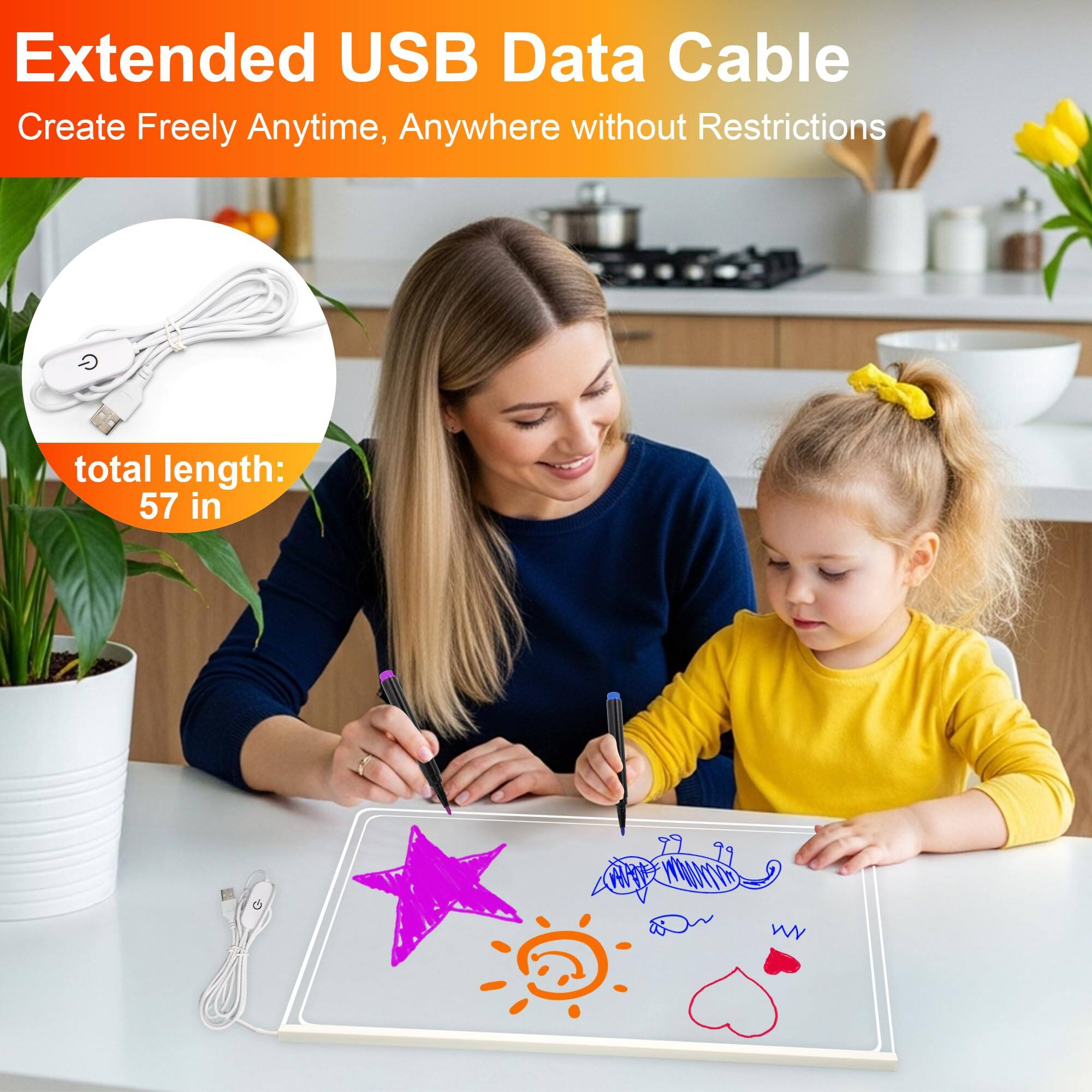 Extended USB Data Cable  
Create Freely Anytime, Anywhere without Restrictions  

total length: 57 in