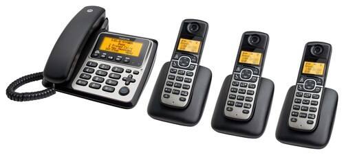 Angle. Motorola - MOTO-M804C DECT 6.0 Corded Phone with Cordless Handsets and Digital Answering System - Black/Silver.