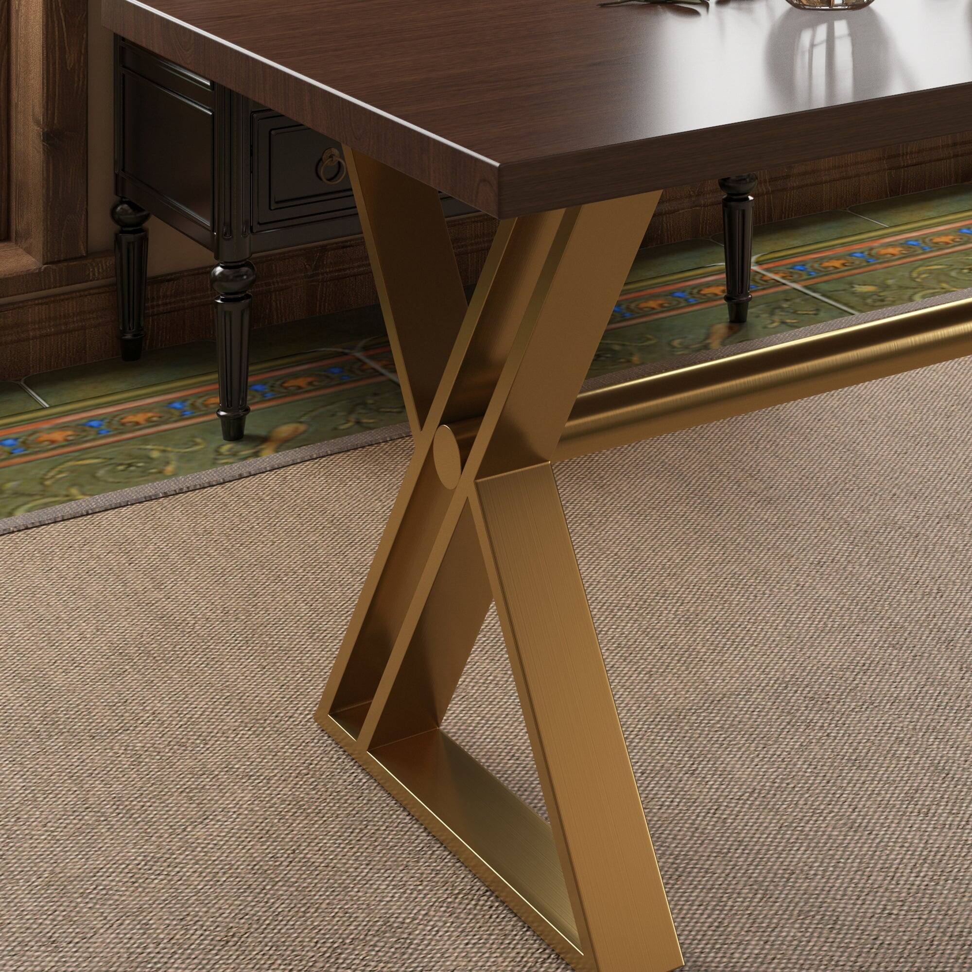 Alt View 9. Boyel Living - Brown Walnut Wood 70.87 Inch Cross Legs Dining Table Seats 6 Modern Rectangular Table - Brown.