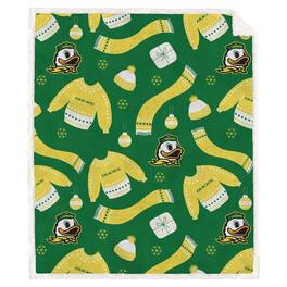Pegasus - Oregon Ducks 60" x 70"-Ugly Sweater Flannel Fleece Sherpa Blanket - Multicolor