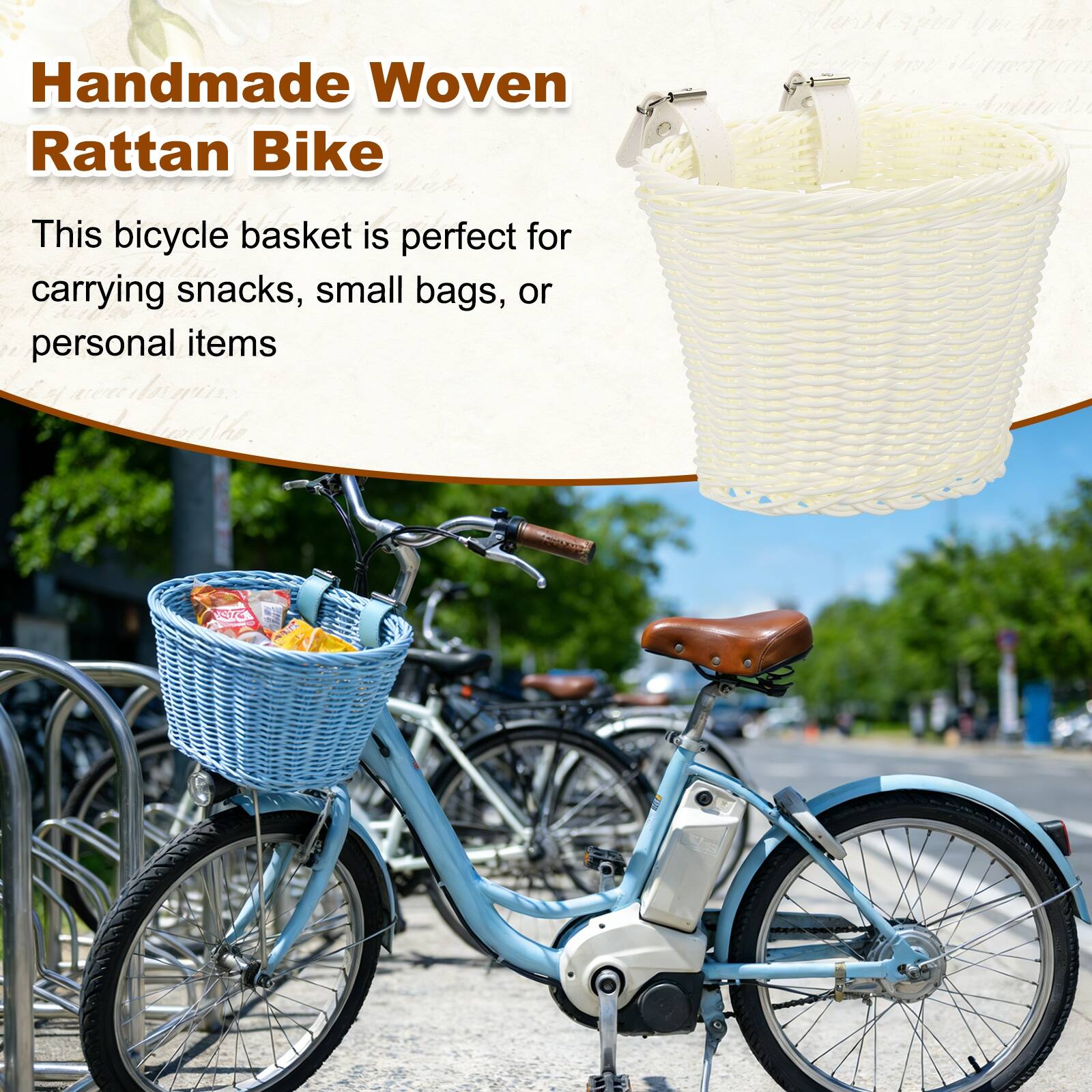 Handmade Woven Rattan Bike

This bicycle basket is perfect for carrying snacks, small bags, or personal items