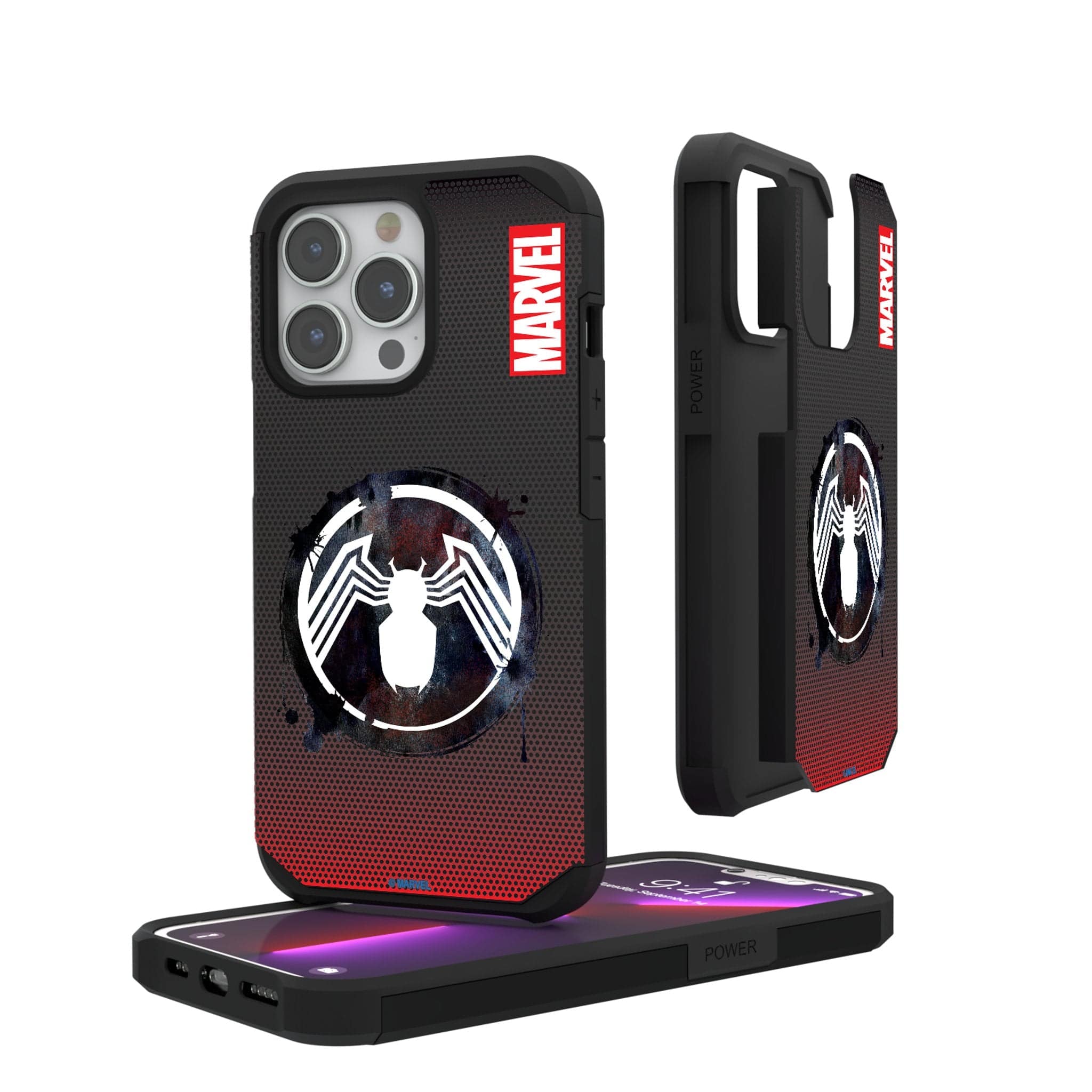 Keyscaper - Marvel Grid Rugged Phone Case - Apple iPhone 16 Plus - Venom