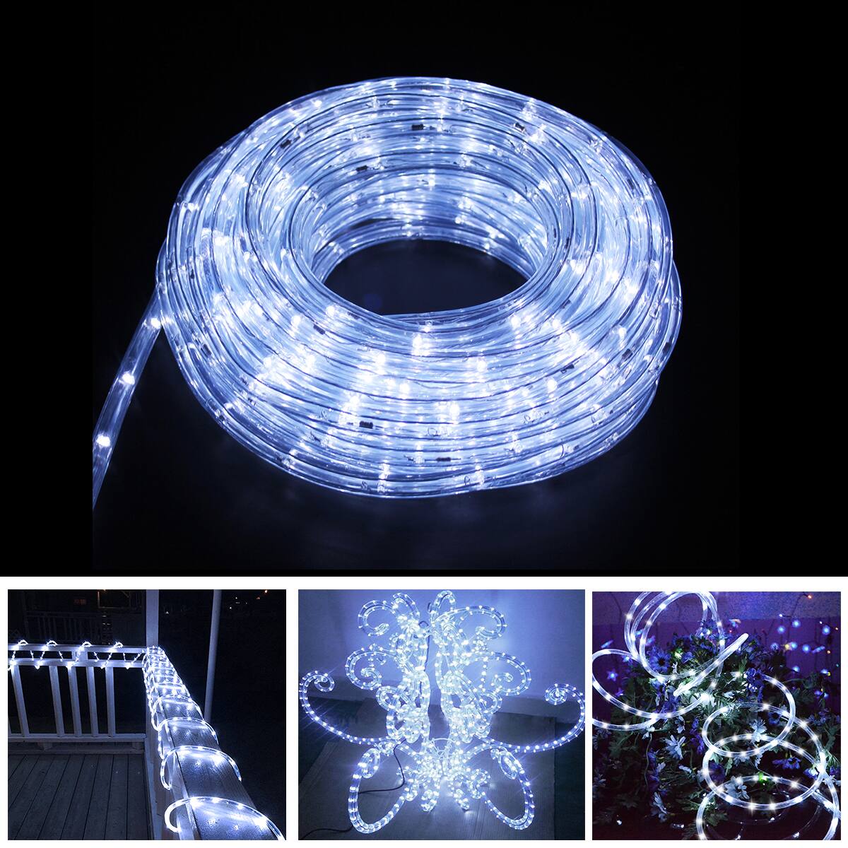 Alt View 1. Oumilen - Solar Rope Lights with Remote Control White LED Waterproof Outdoor String Lights.
