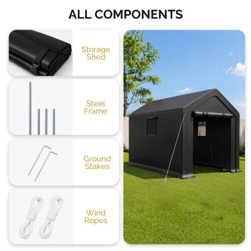 ALL COMPONENTS

Storage Shed

Steel Frame

Ground Stakes

Wind Ropes