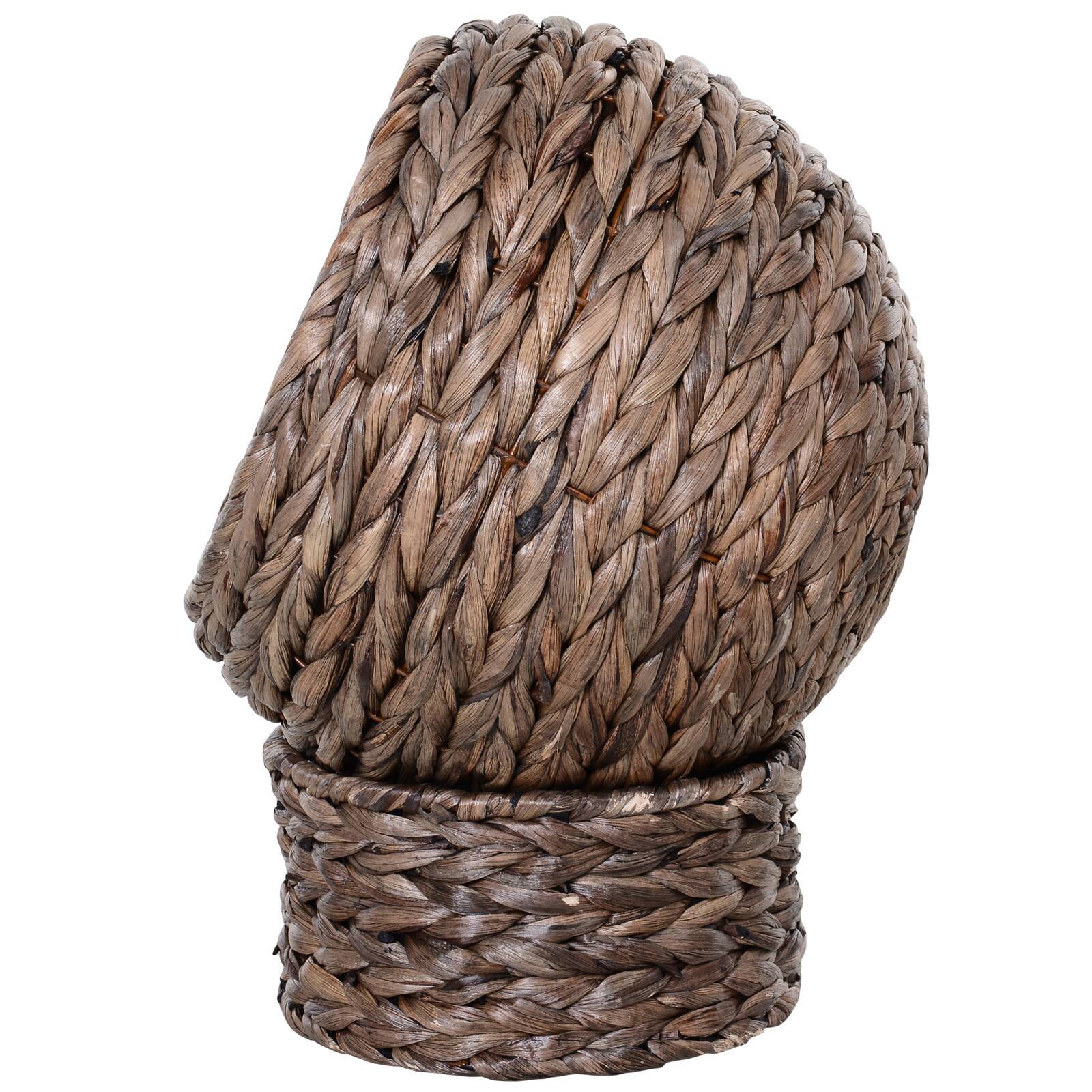 Alt View 4. Siljoy - 23.5" Gray Handwoven Cat Egg Chair, Rotating Elevated Bed with Cushion & Stand, Wicker Basket Design - Gray.