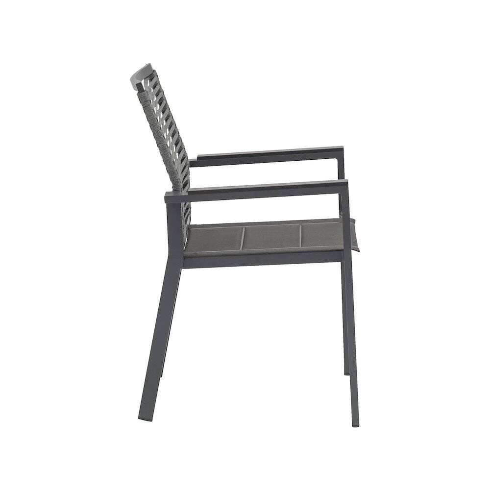 Back. Meridian Furniture - Maldives Grey Rope Fabric Outdoor Patio Dining Arm Chair, Set of 2 - Grey Rope Fabric.