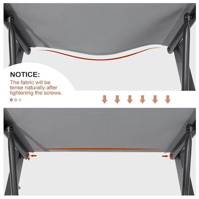 NOTICE: The fabric will be tense naturally after tightening the screws.