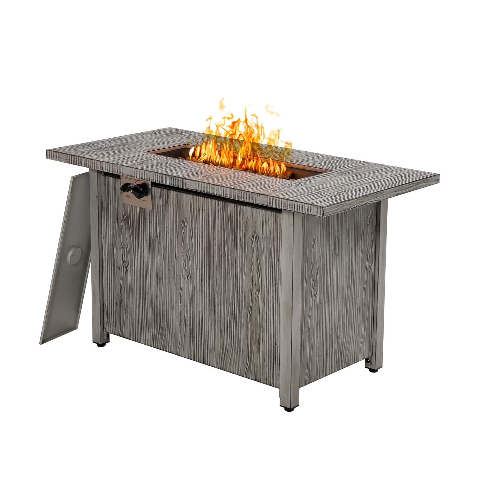 SKONYON - Outdoor Propane Fire Table with 50000 BTU Output Large Tabletop and Sturdy Metal Construction