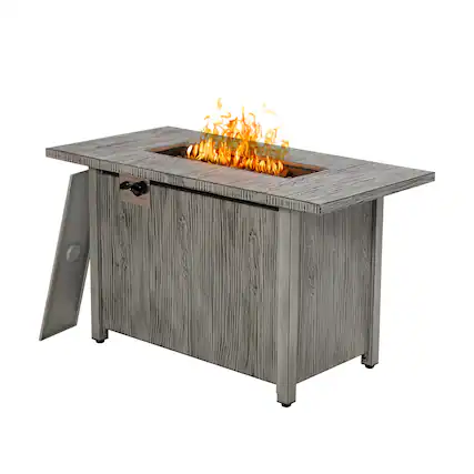Front. SKONYON - Outdoor Propane Fire Table with 50000 BTU Output Large Tabletop and Sturdy Metal Construction.