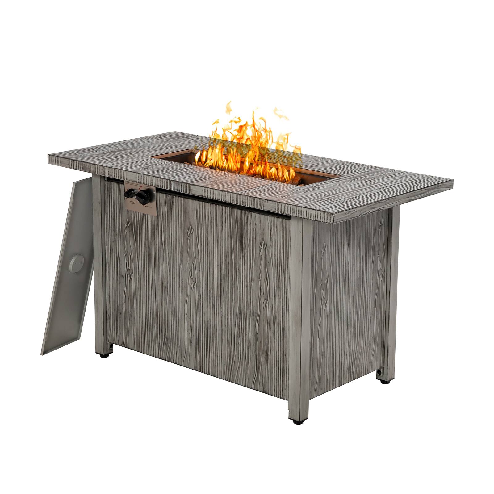 Front. SKONYON - Outdoor Propane Fire Table with 50000 BTU Output Large Tabletop and Sturdy Metal Construction.