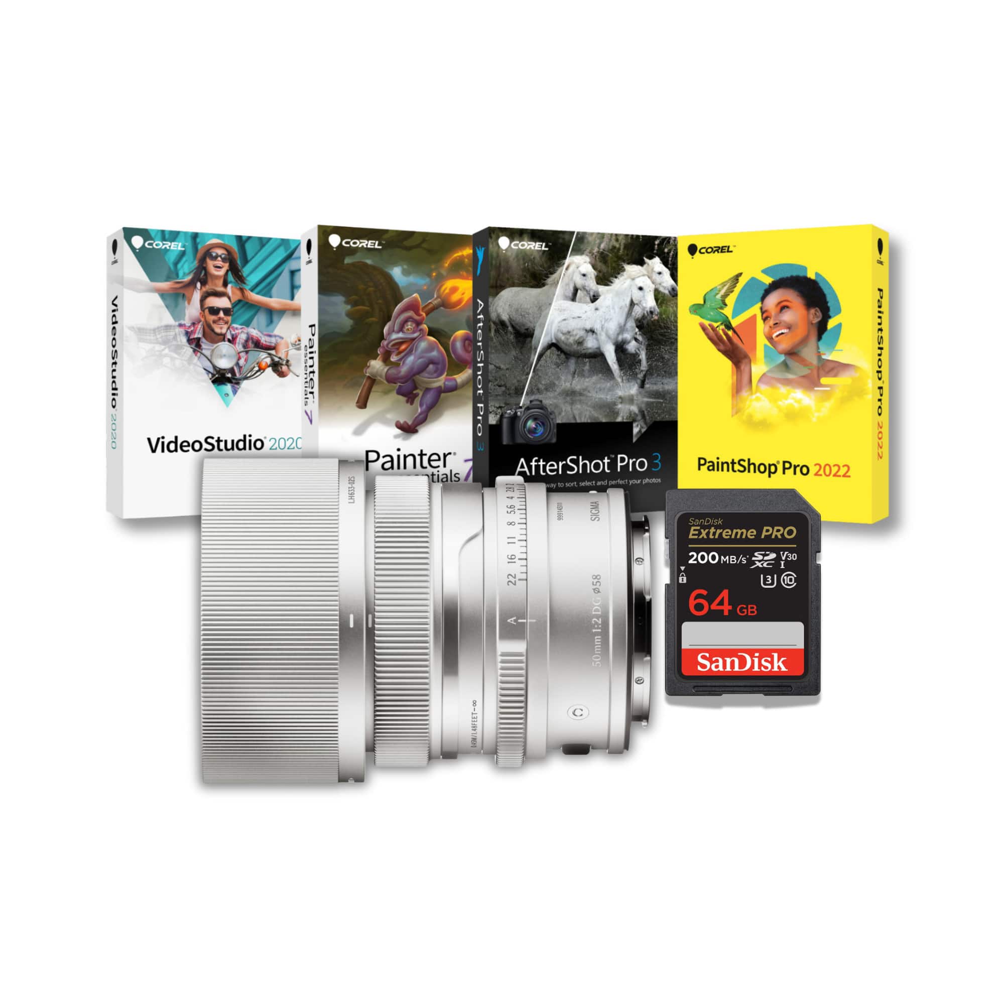 Sigma - 50mm F2 DG Contemporary Multilayer Coating Lens (Silver, L Mount) Bundle