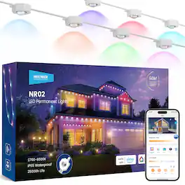 Neewer - 196ft Permanent Outdoor RGBW Lights, Smart AI App Control, IP65, NR02