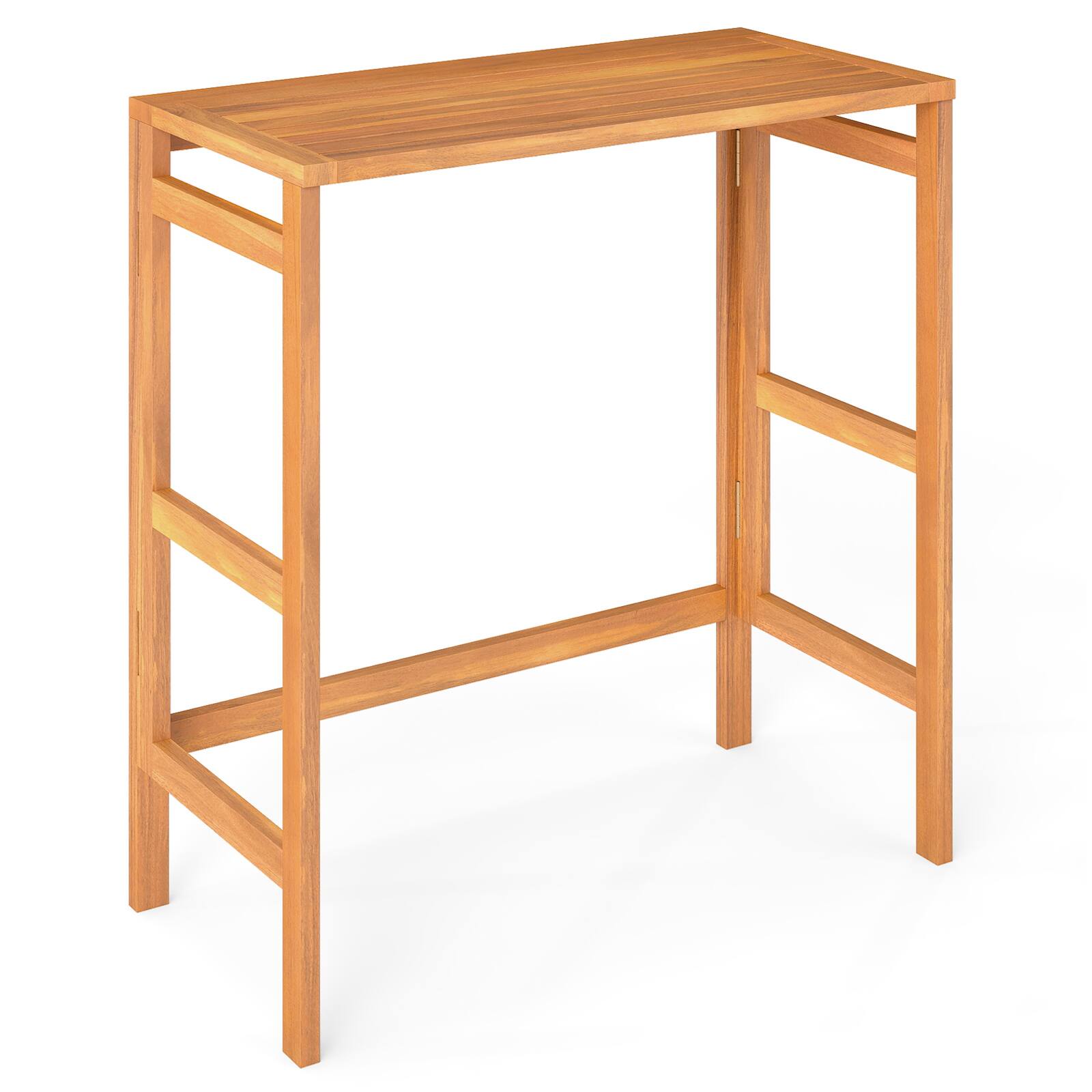 Alt View 9. Gymax - Gymax Acacia Wood Outdoor Bar Table w/Slatted Tabletop for Balcony Backyard Garden - Yellow.