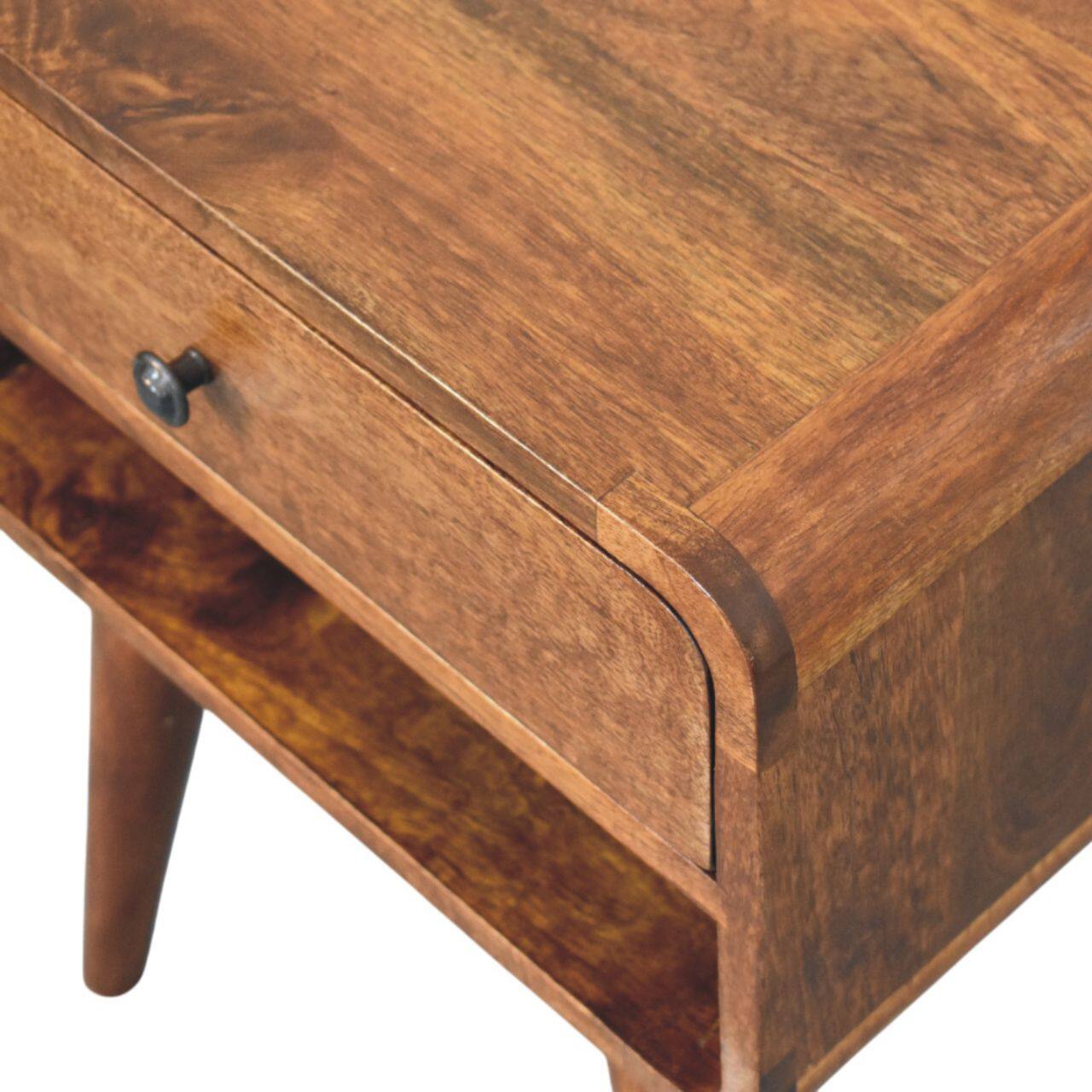 Alt View 1. Artisan Furniture - Artisan Furniture Solid Wood Avora Chestnut Nightstand with Drawer and open slot - Chestnut.