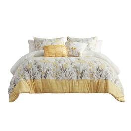 Gracie Mills - 5-Piece Cottage Farmhouse Floral Seersucker Comforter Set - Yellow