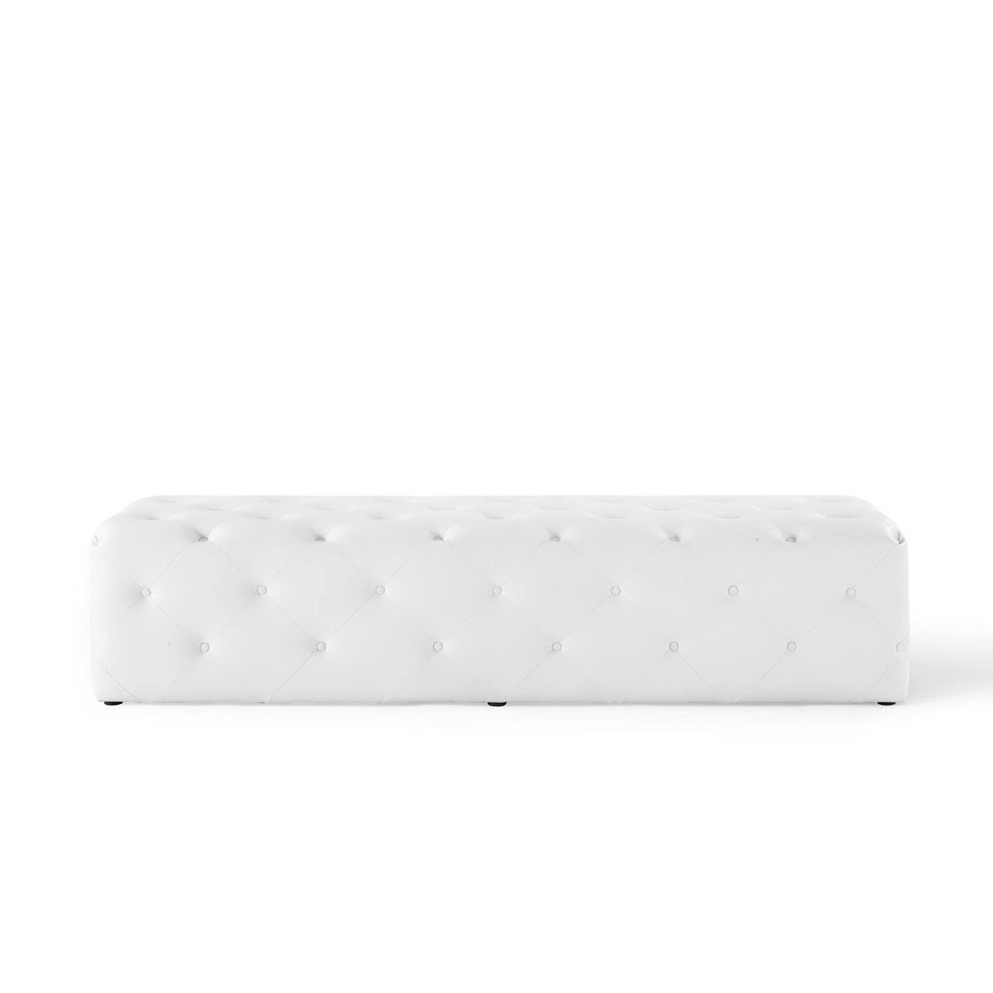 Left. Modway - Amour 72" Tufted Button Entryway Faux Leather Bench by Modway - White.