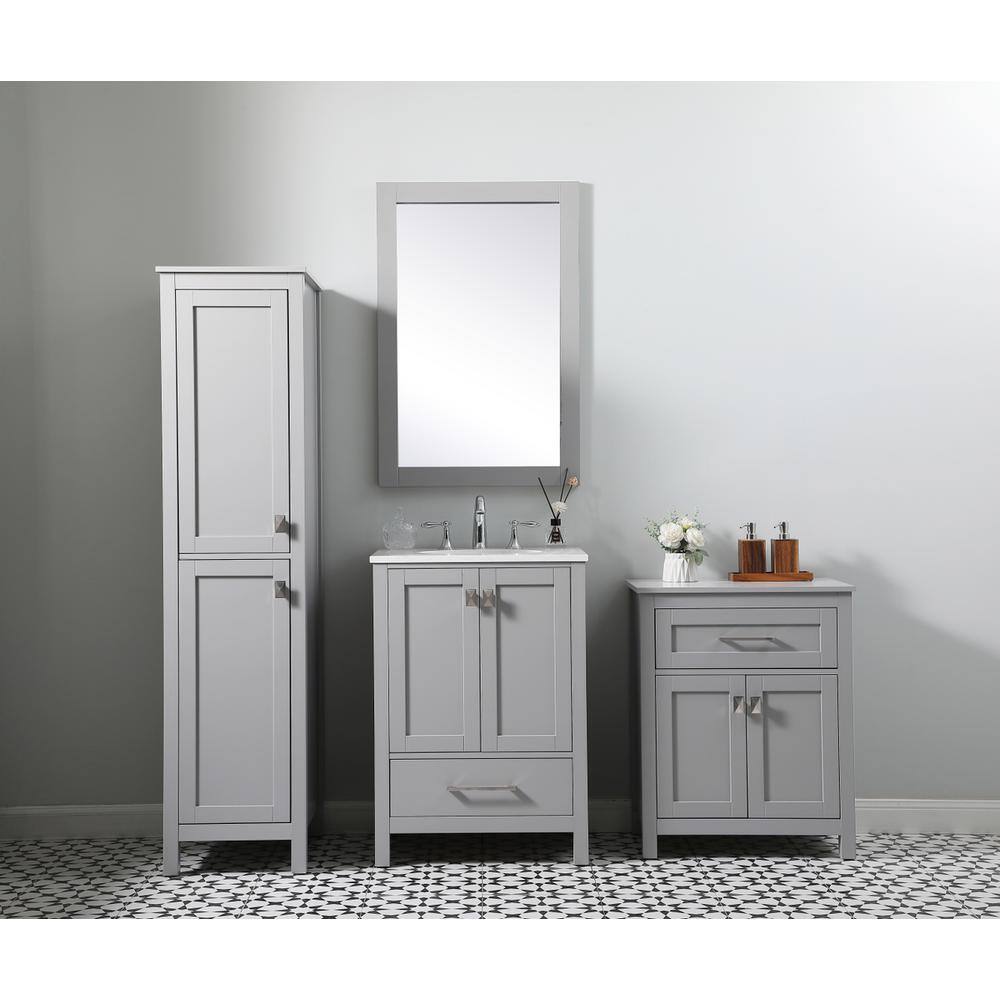 Alt View 7. Elegant Kitchen and Bath - 24 Inch Wide Bathroom Storage Freestanding Cabinet In Grey - Grey.