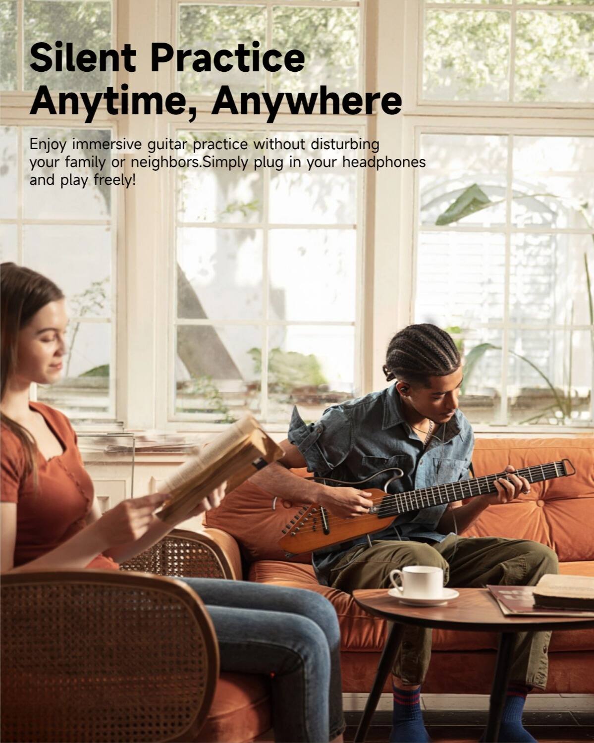 Silent Practice Anytime, Anywhere
Enjoy immersive guitar practice without disturbing your family or neighbors. Simply plug in your headphones and play freely!