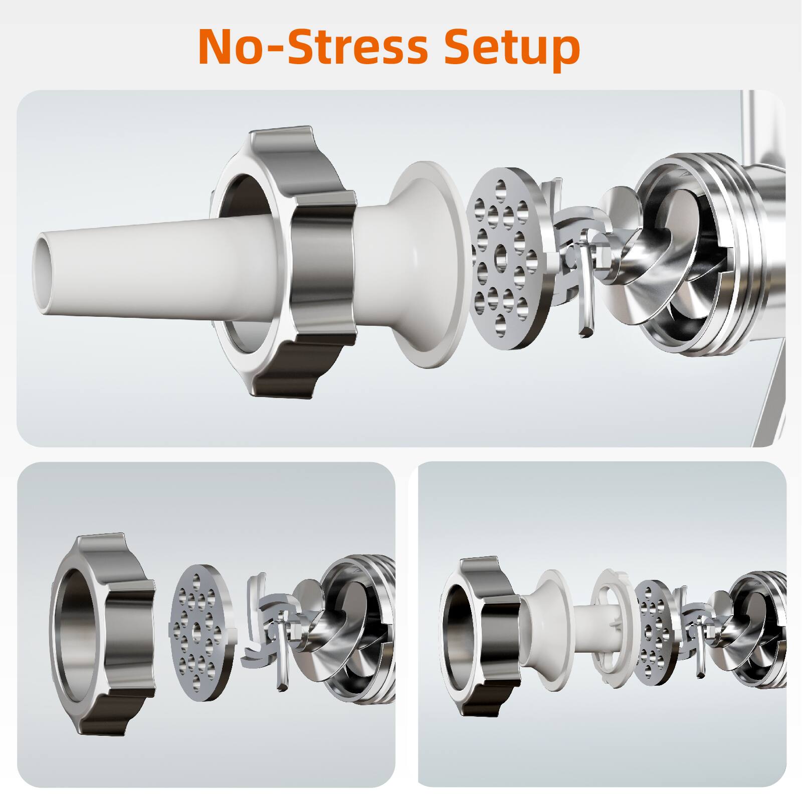 Alt View 1. Sugift - 1200W Electric Meat Grinder with Sausage Tubes, Kibbe Kit, and Cleaning Brush - White.