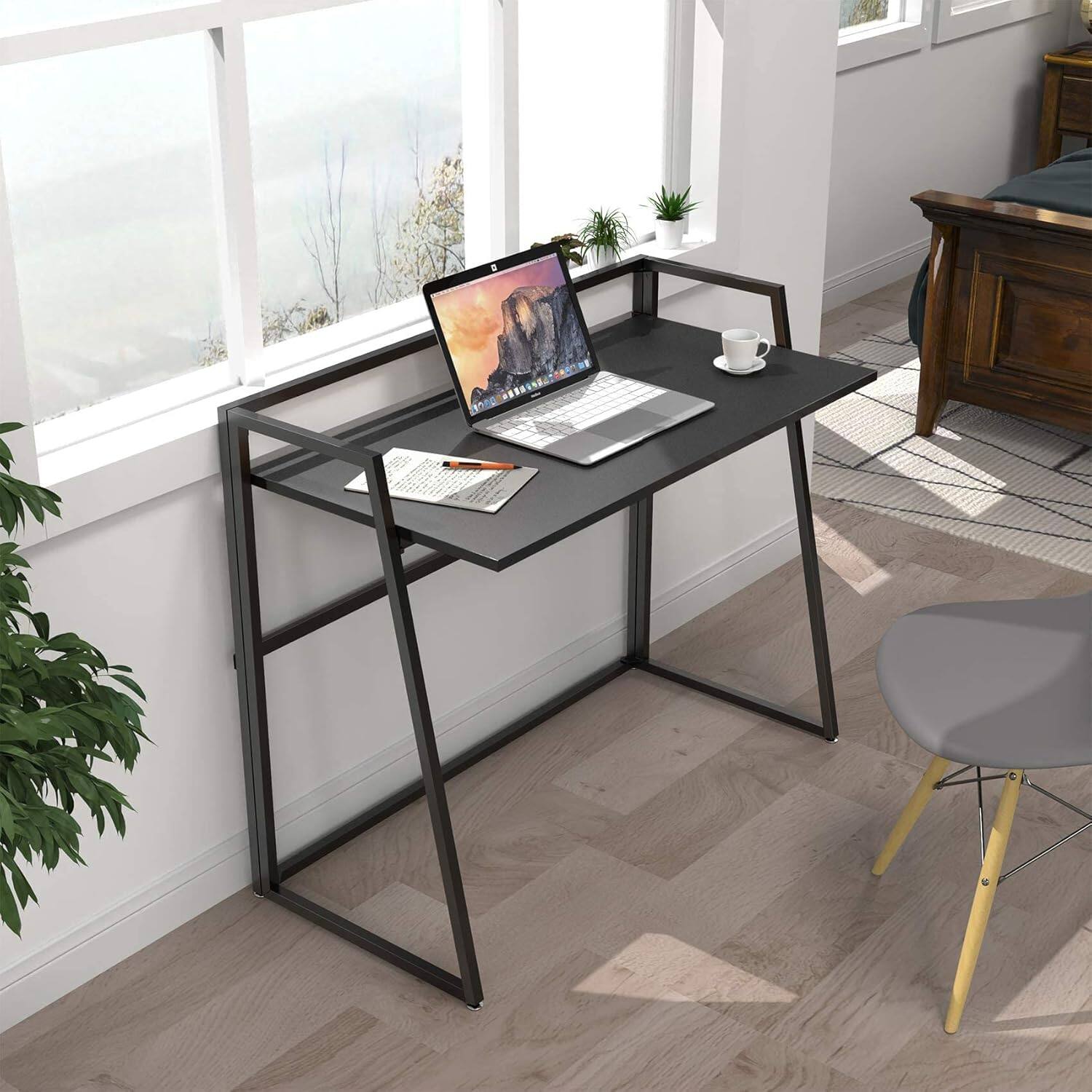 Angle. Eureka Ergonomic - 41" Folding Computer Desk - No Assembly Space Saving Dorm Writing Table - Black.