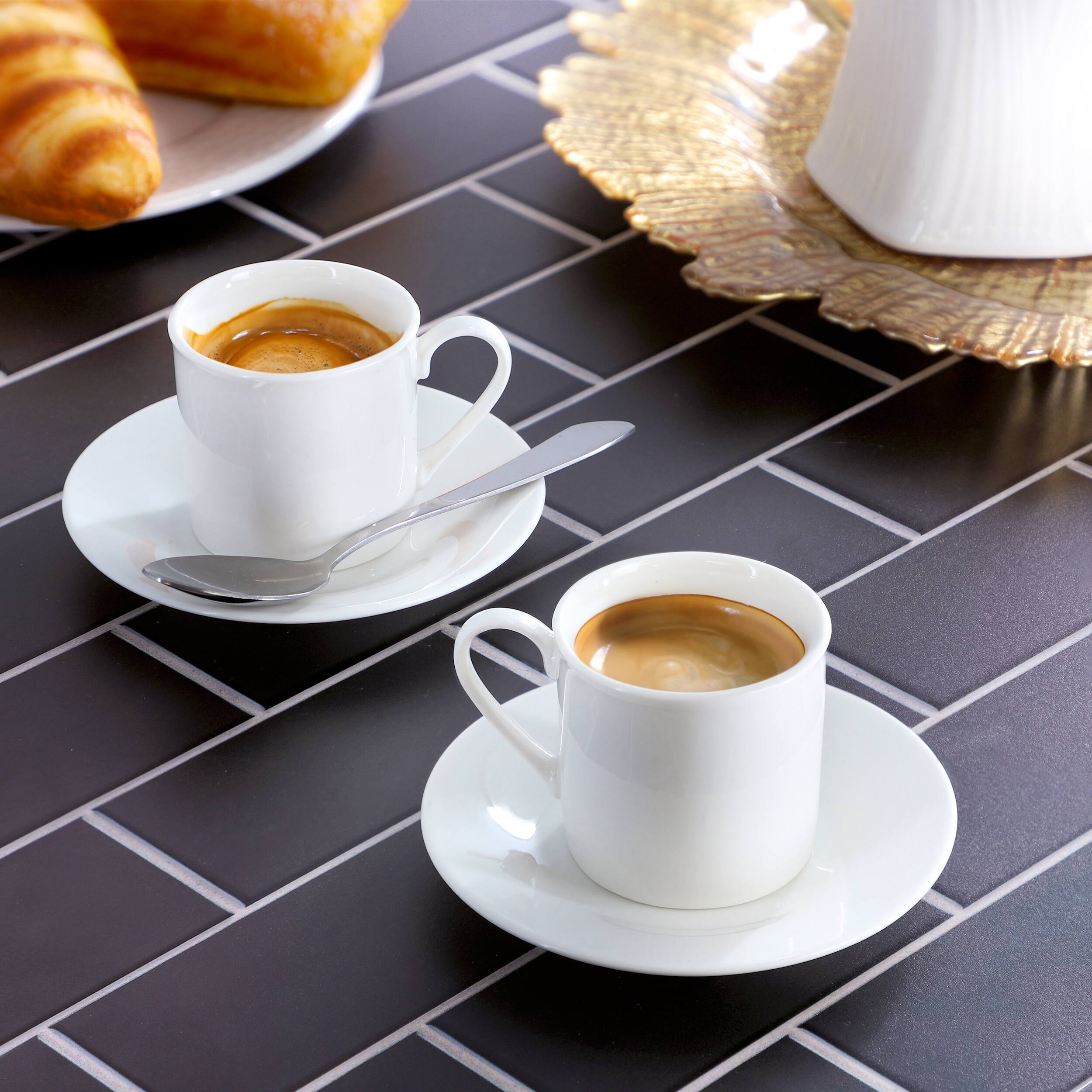 Alt View 5. Elama - Elama Aspin 12 Piece 2.5 Ounce Porcelain Espresso Cup Set in White with Saucers - White.