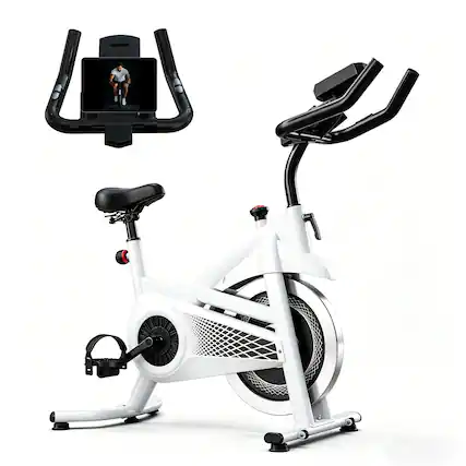 Front. Loheer - Loheer Exercise Bike Indoor Stationary Bike for Home Gym, Adjustable Seat and Handlebar, 300 lb Capacity, Red - Red.